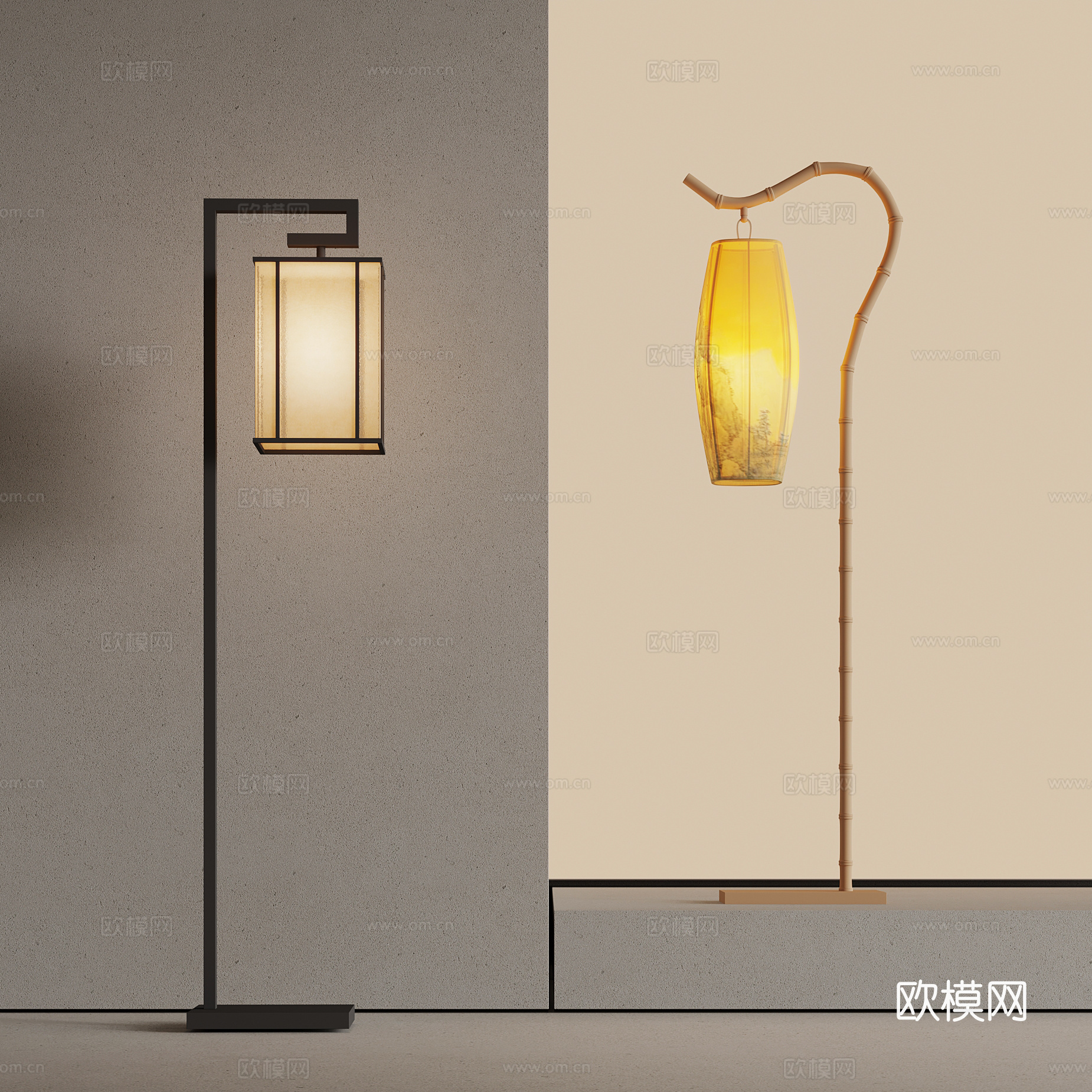 新中式落地灯su模型