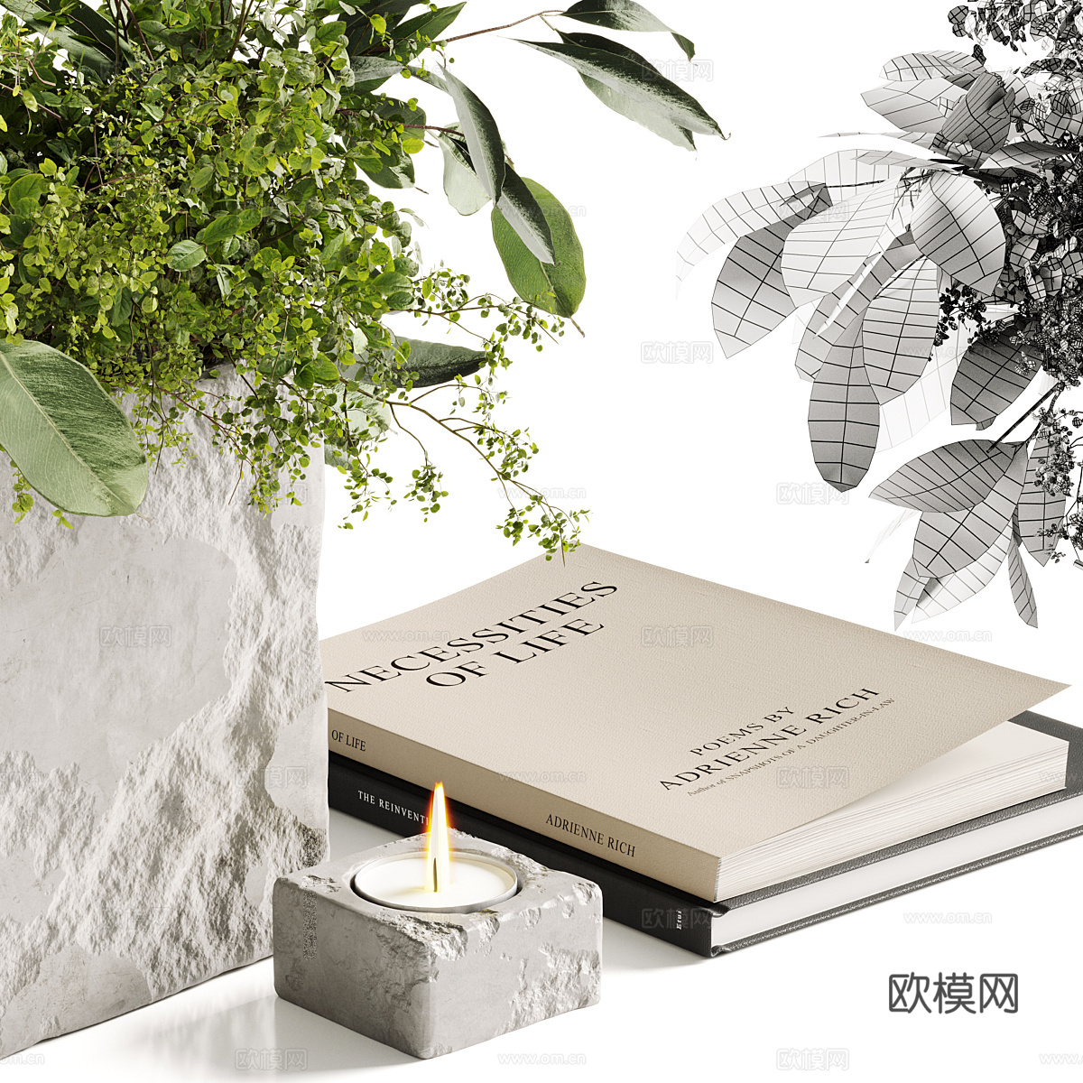 现代书籍装饰套装3d模型