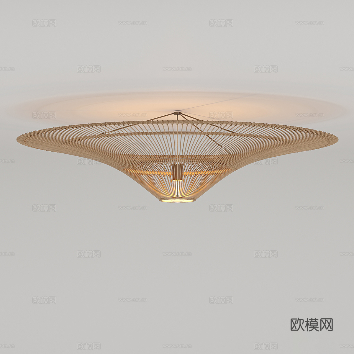 新中式藤编装饰吸顶灯3d模型