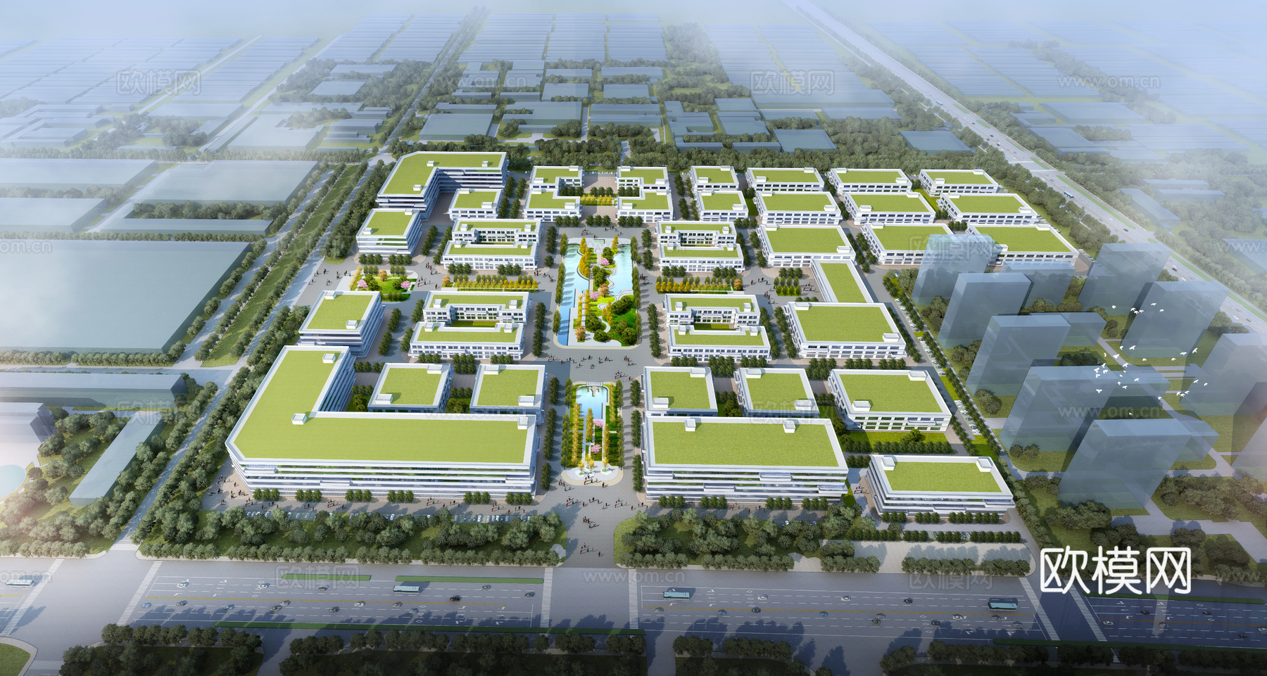 现代产业园  物流园  工业园区3d模型