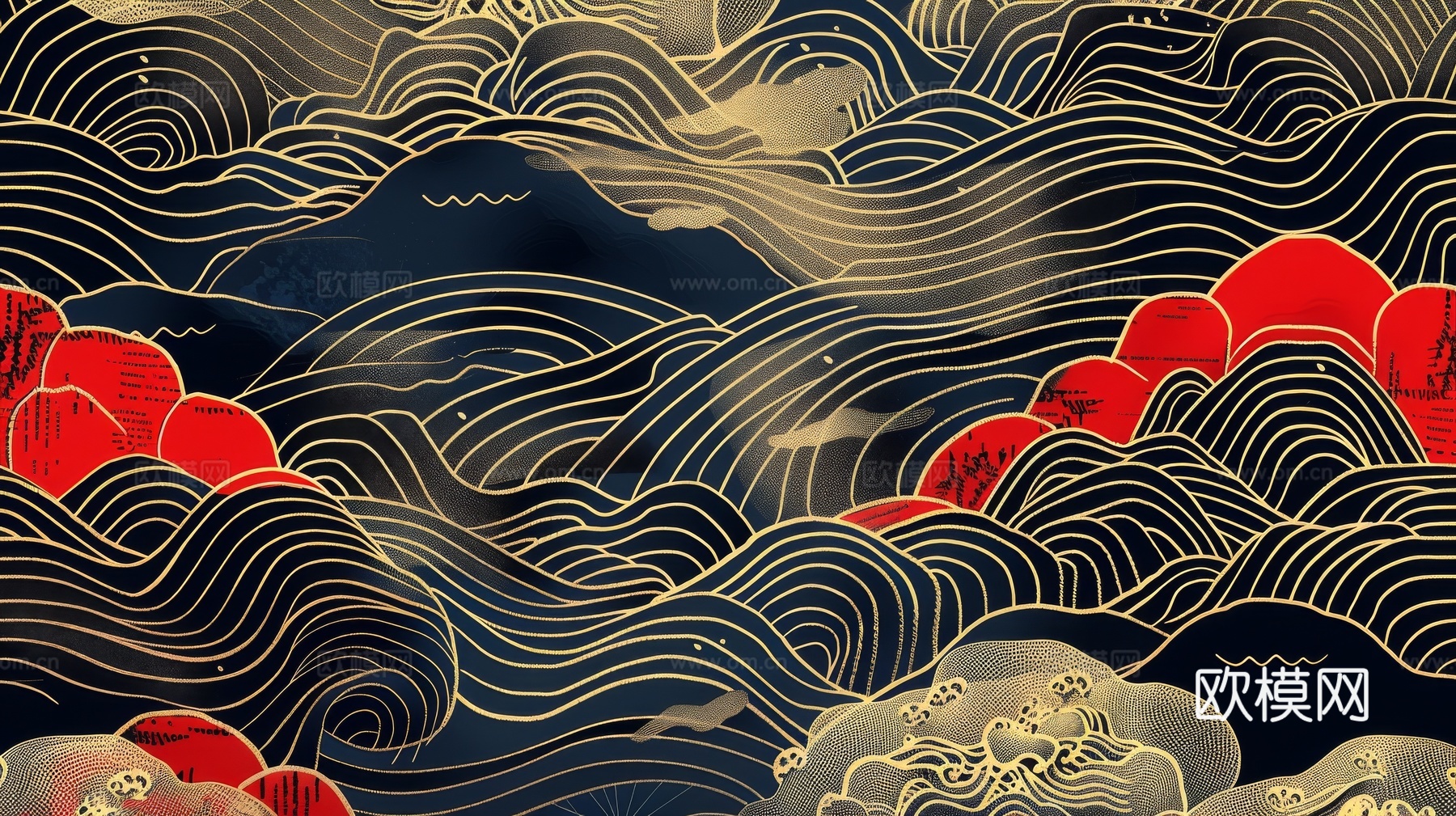 中式祥云壁纸壁画