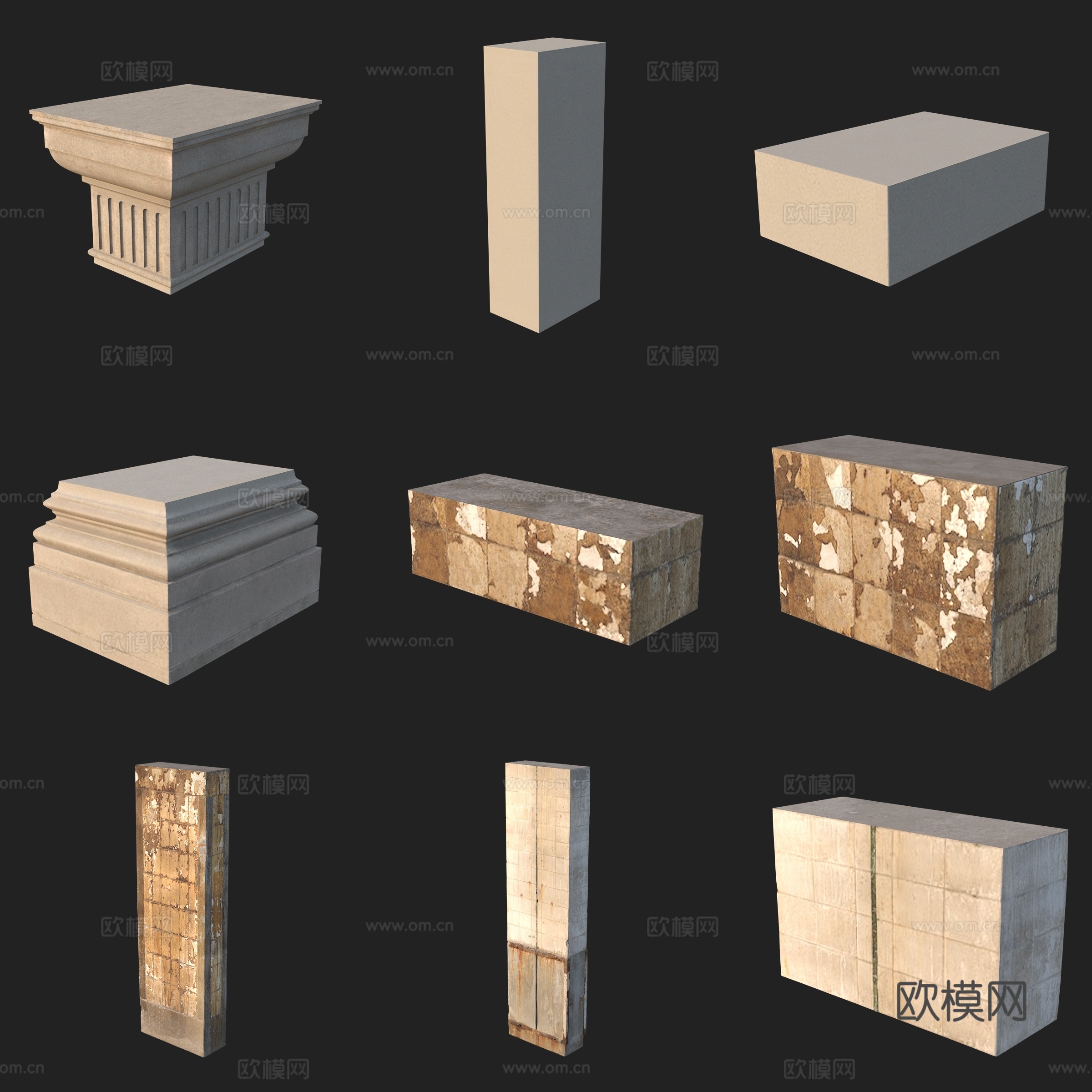 建筑构件栏杆护栏柱子免费3d模型