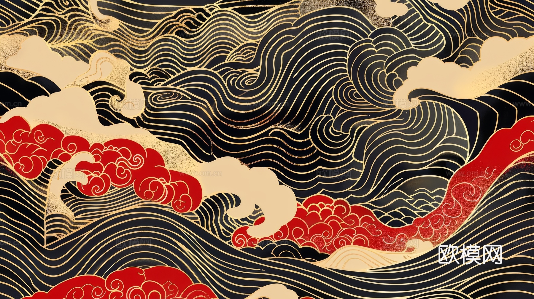 中式祥云壁纸壁画