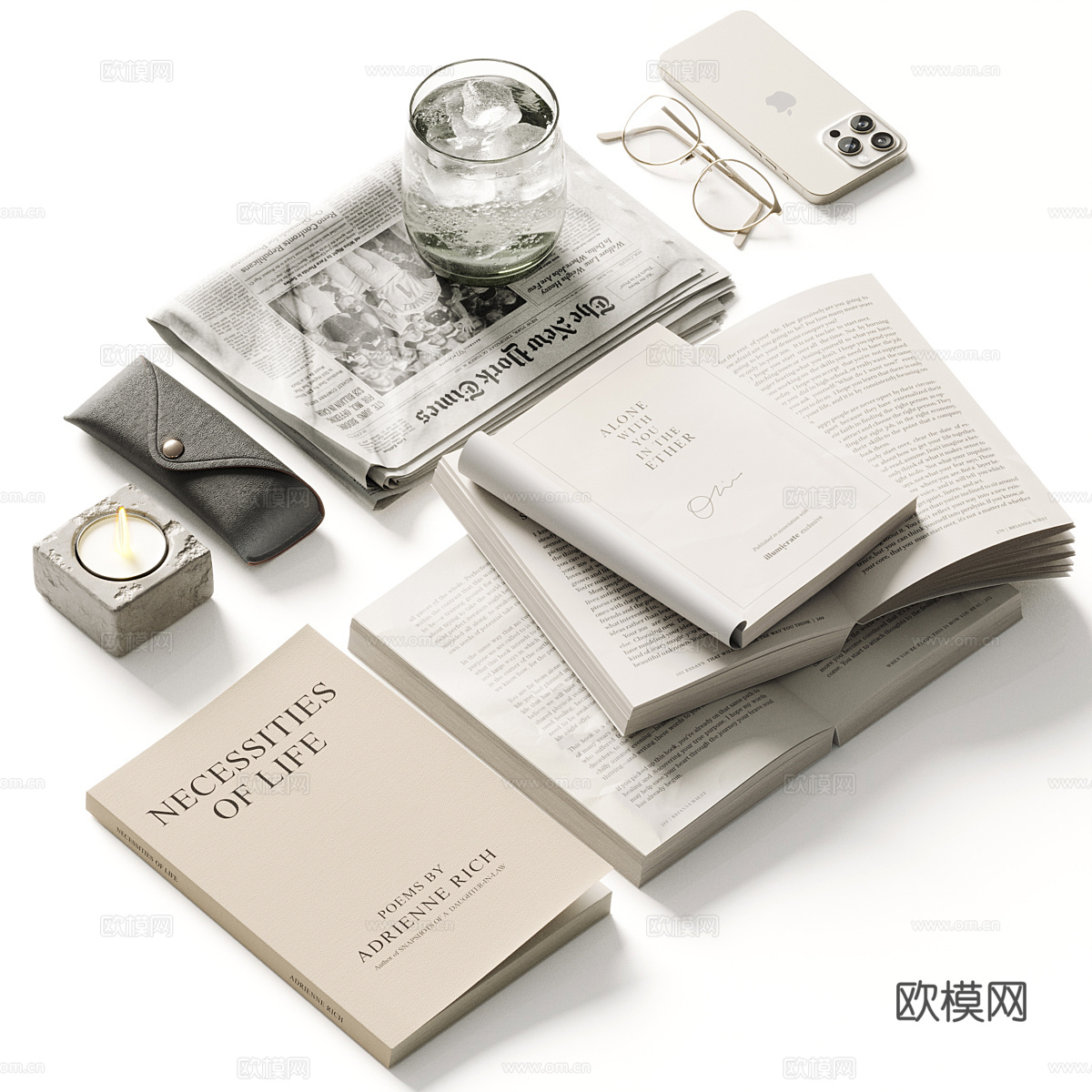 现代书籍装饰套装3d模型