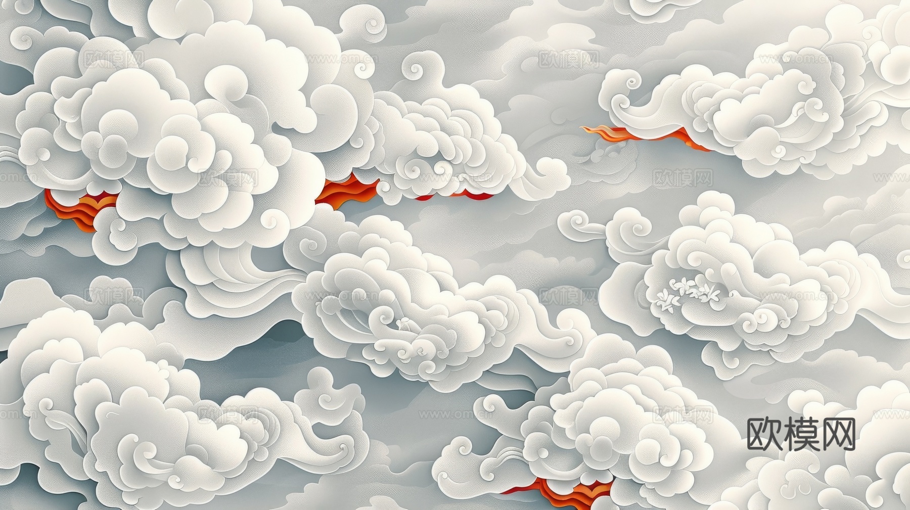 中式祥云壁纸壁画