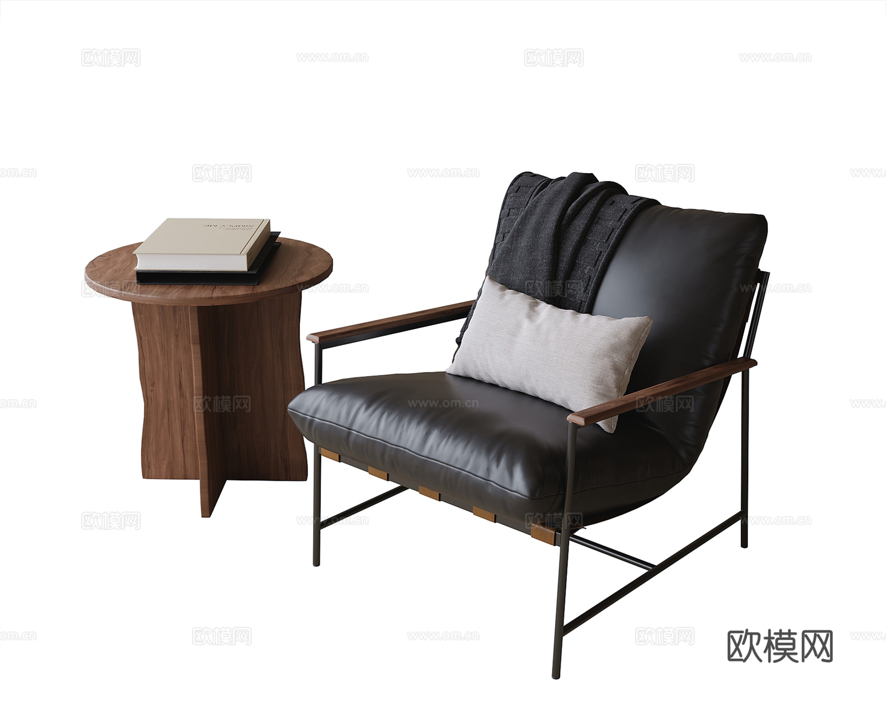 现代休闲椅 单椅 边几角几3d模型