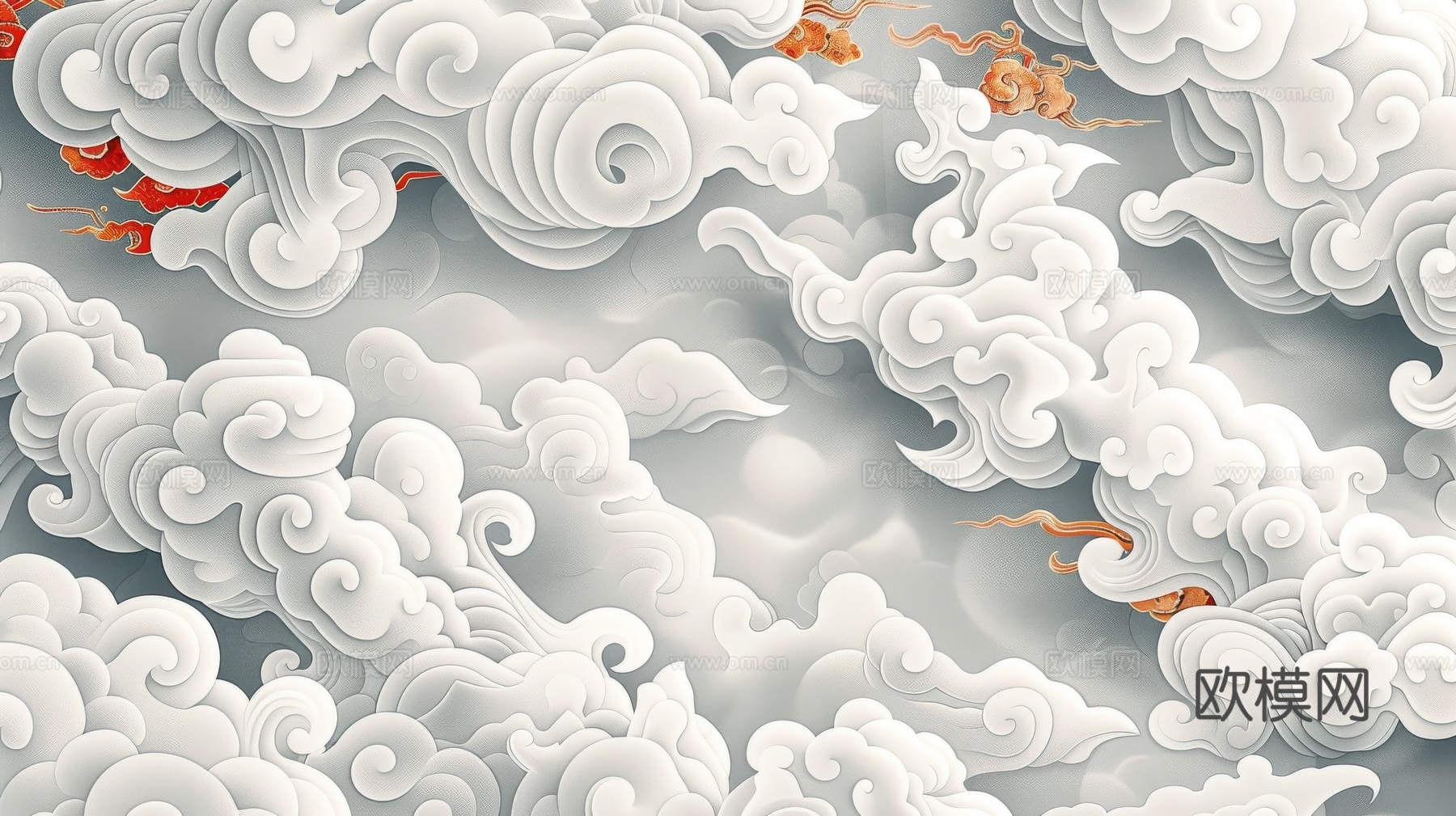 中式祥云壁纸壁画