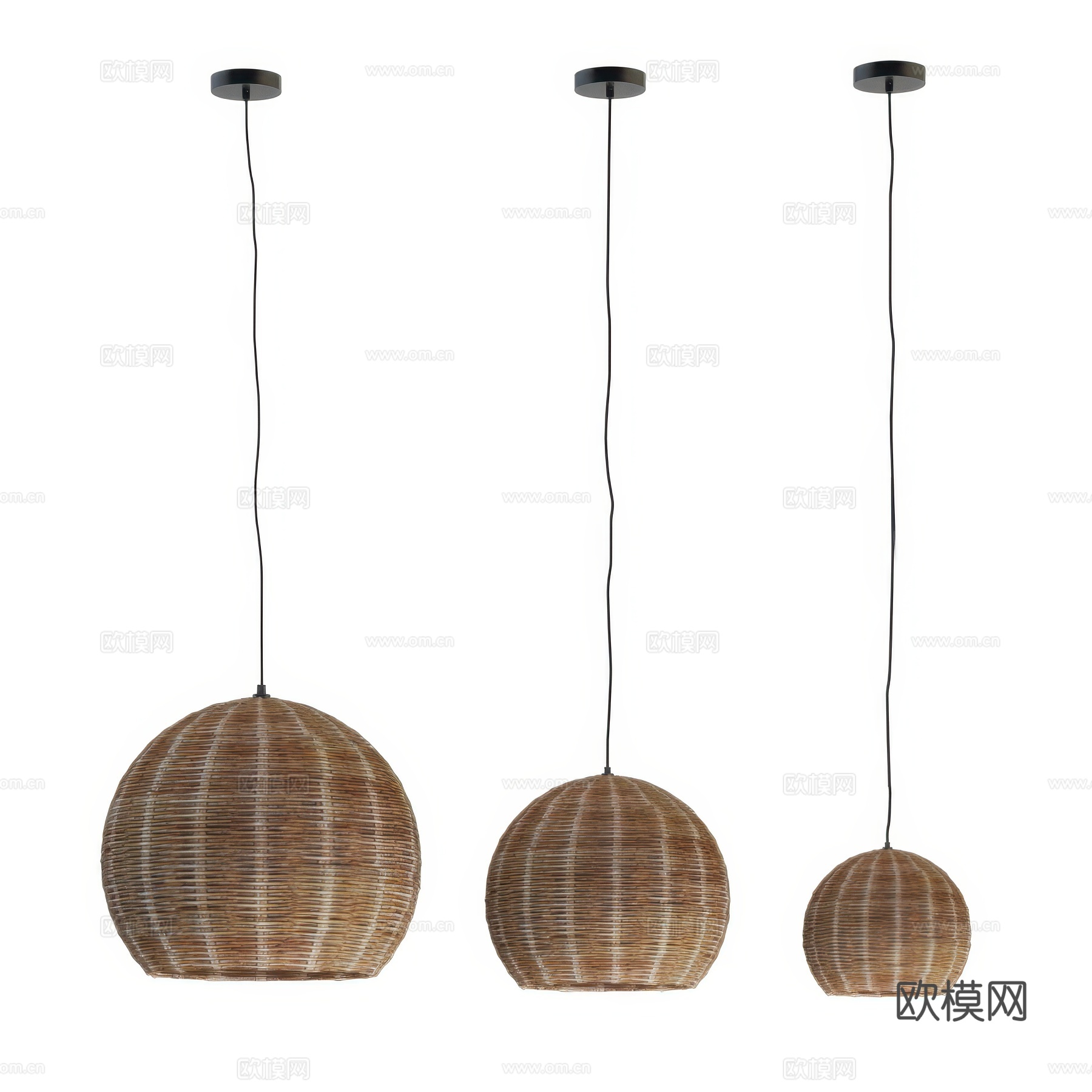 新中式侘寂藤编装饰吊灯3d模型