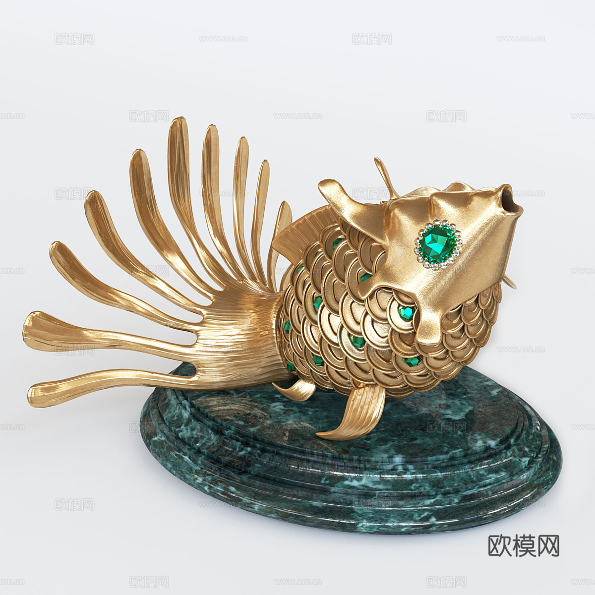 金鱼雕塑摆件 金属雕塑 金属金鱼雕塑3d模型