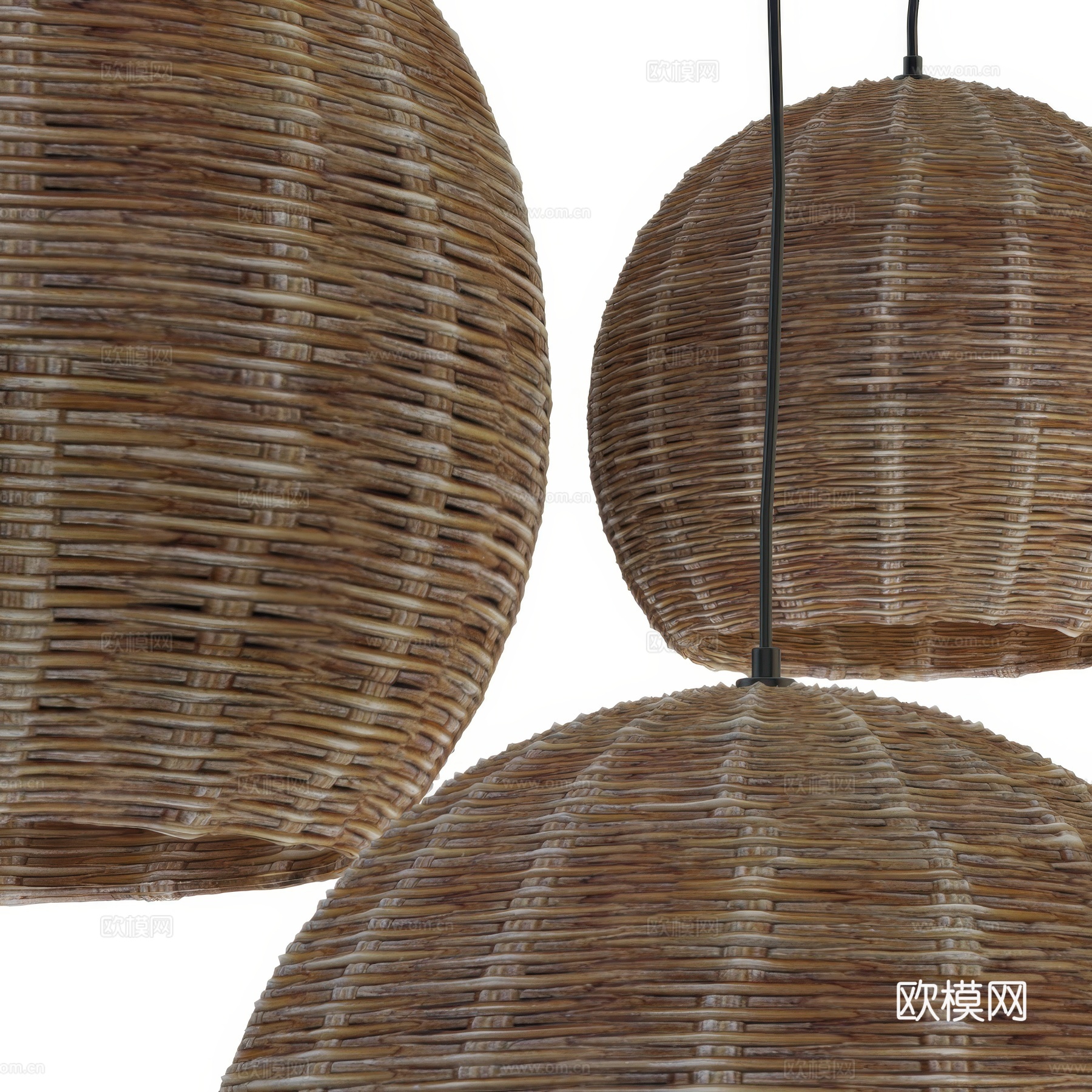 新中式侘寂藤编装饰吊灯3d模型