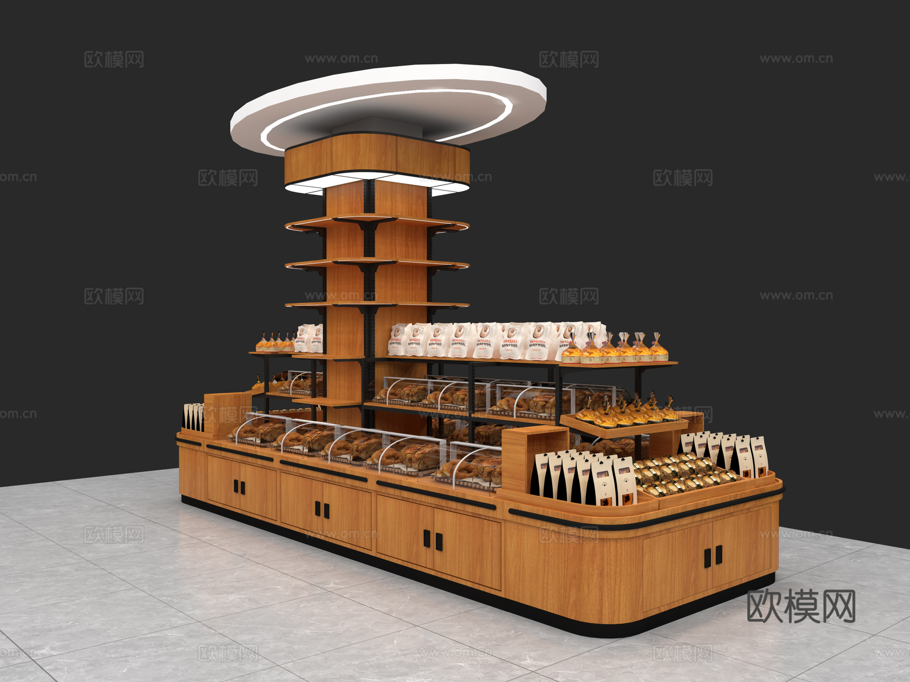 面包柜 面包架 面包店 面包 糕点 货架展柜3d模型