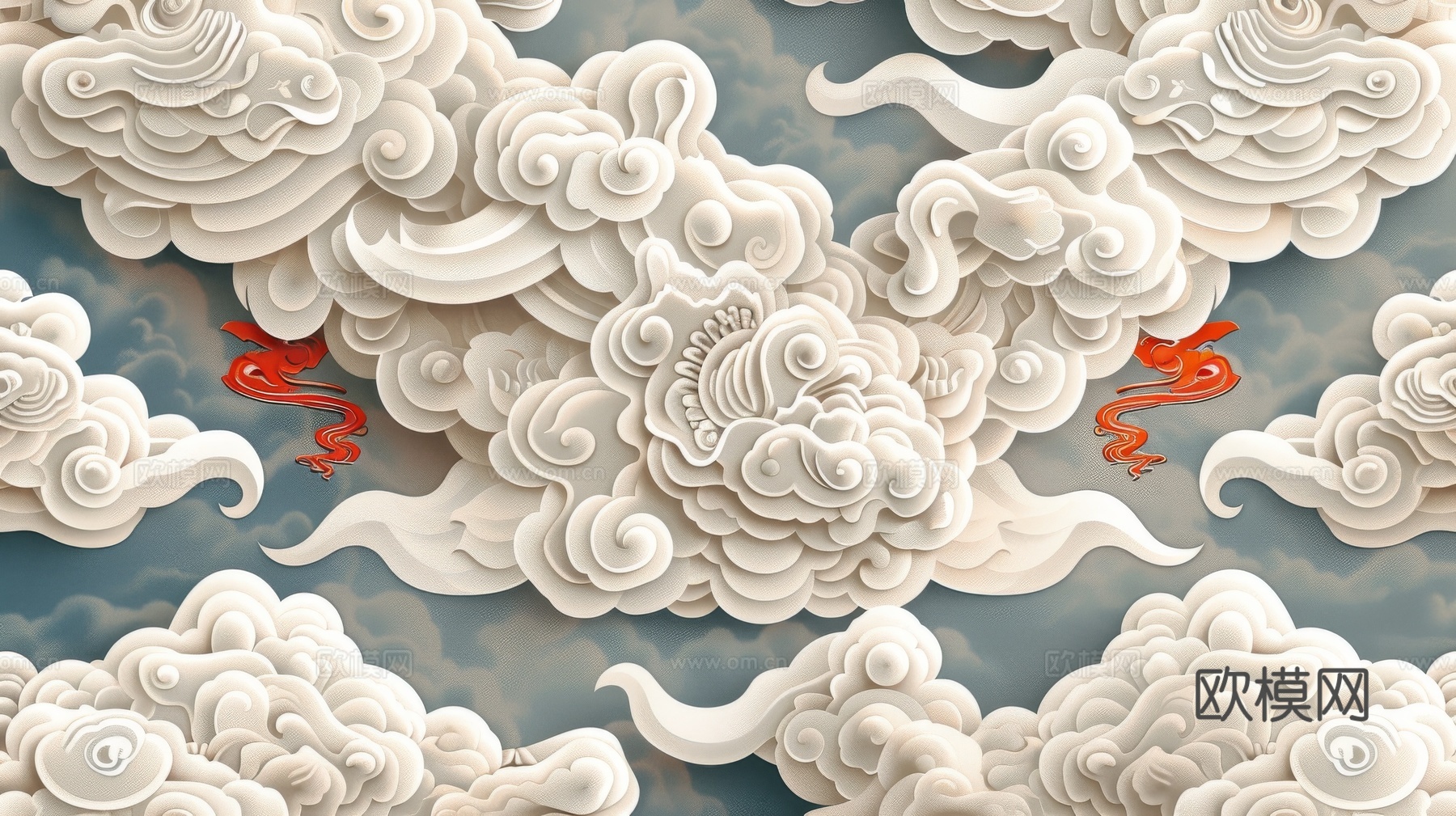 中式祥云壁纸壁画