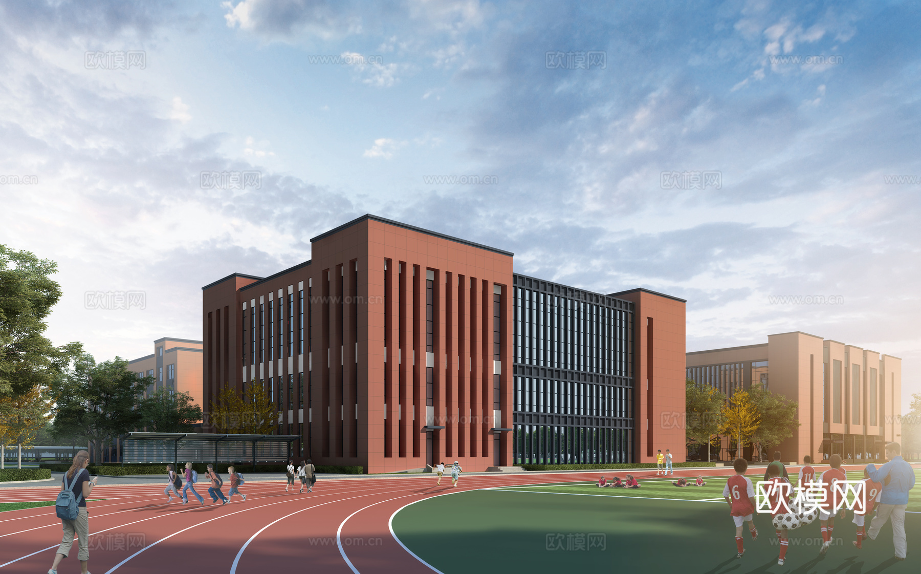 现代学校食堂 学生餐厅 图书馆3d模型
