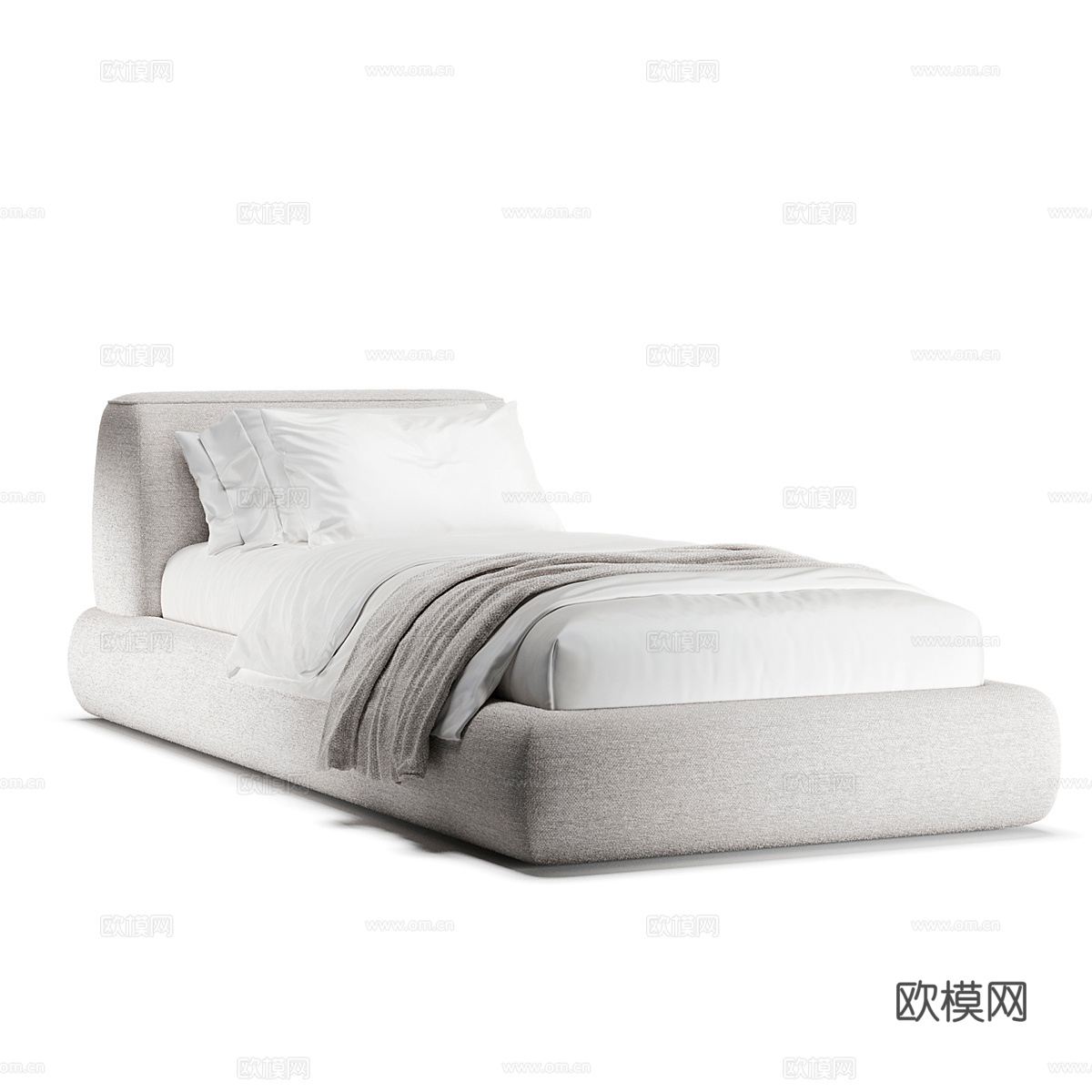 现代简约双人床 双人床 简约床 单人床 抱枕  床垫3d模型