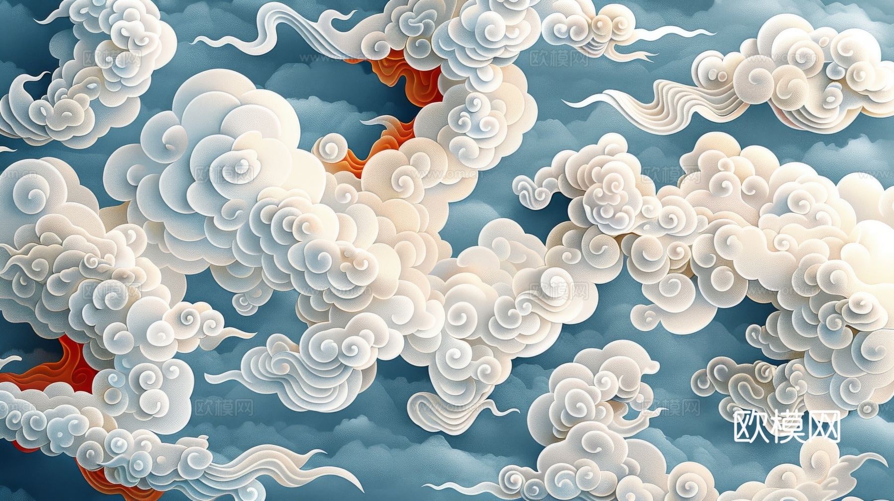 中式祥云壁纸壁画