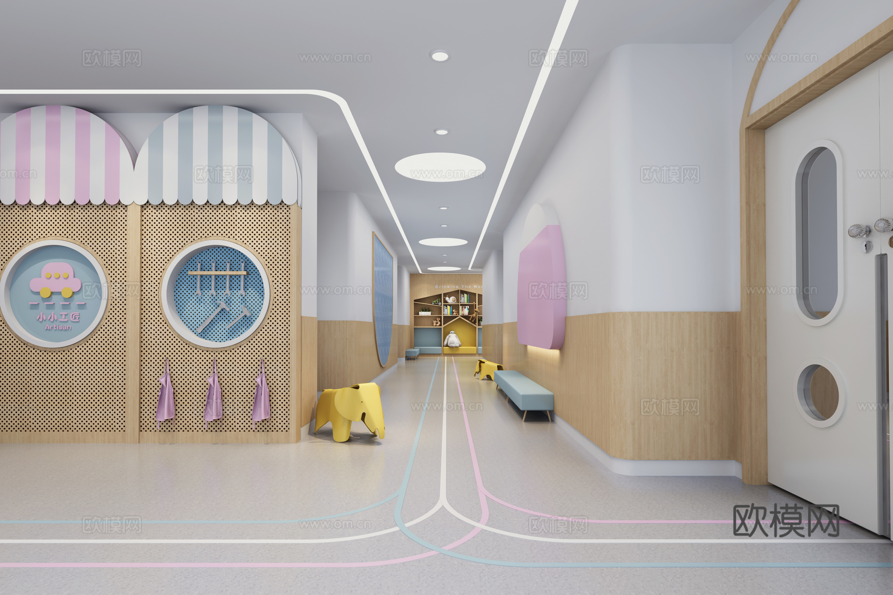幼儿园走廊 过道区角3d模型