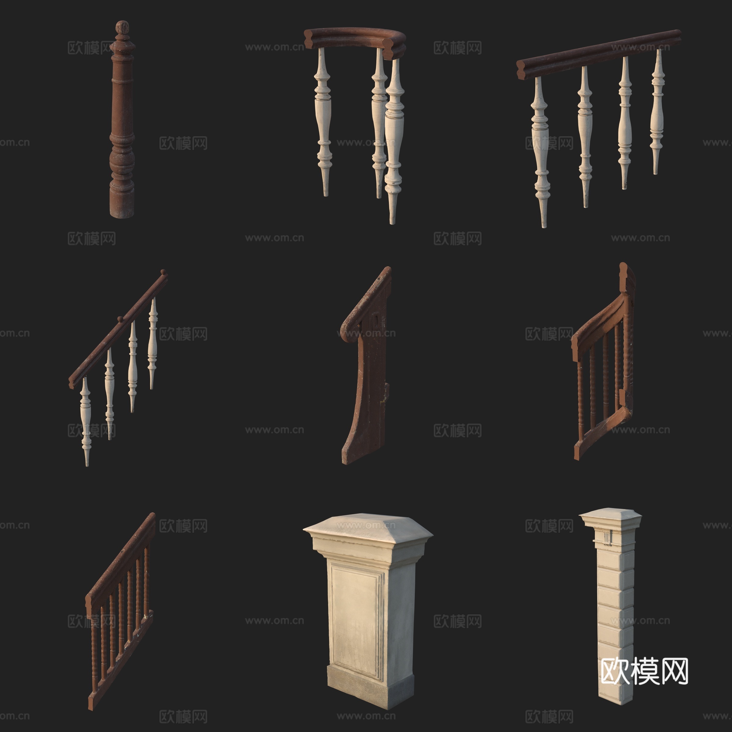 建筑构件栏杆护栏柱子免费3d模型