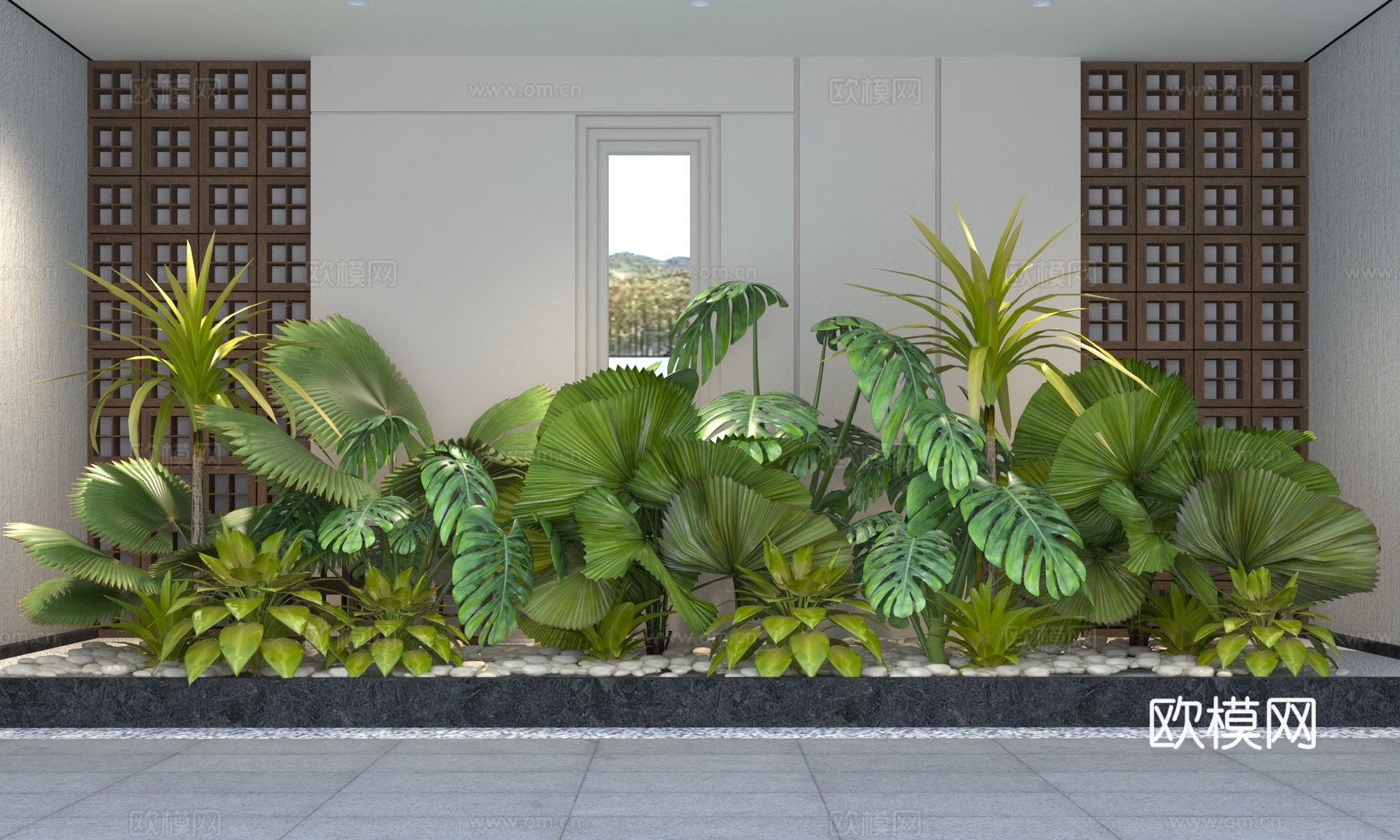 现代庭院植物组合3d模型