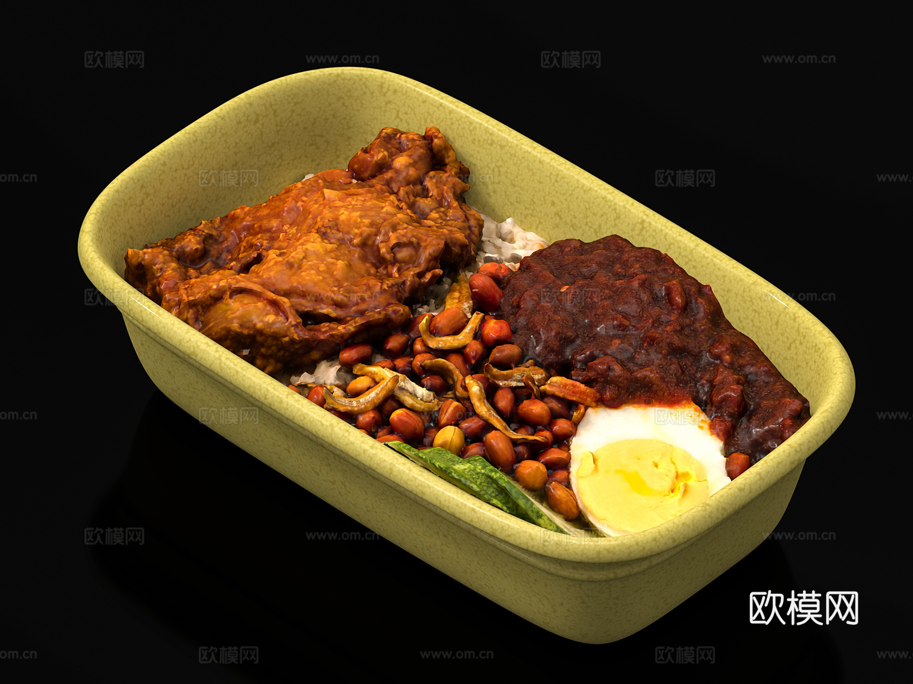 椰浆饭 快餐 盒饭 轻食 便当 食物 盖饭3d模型