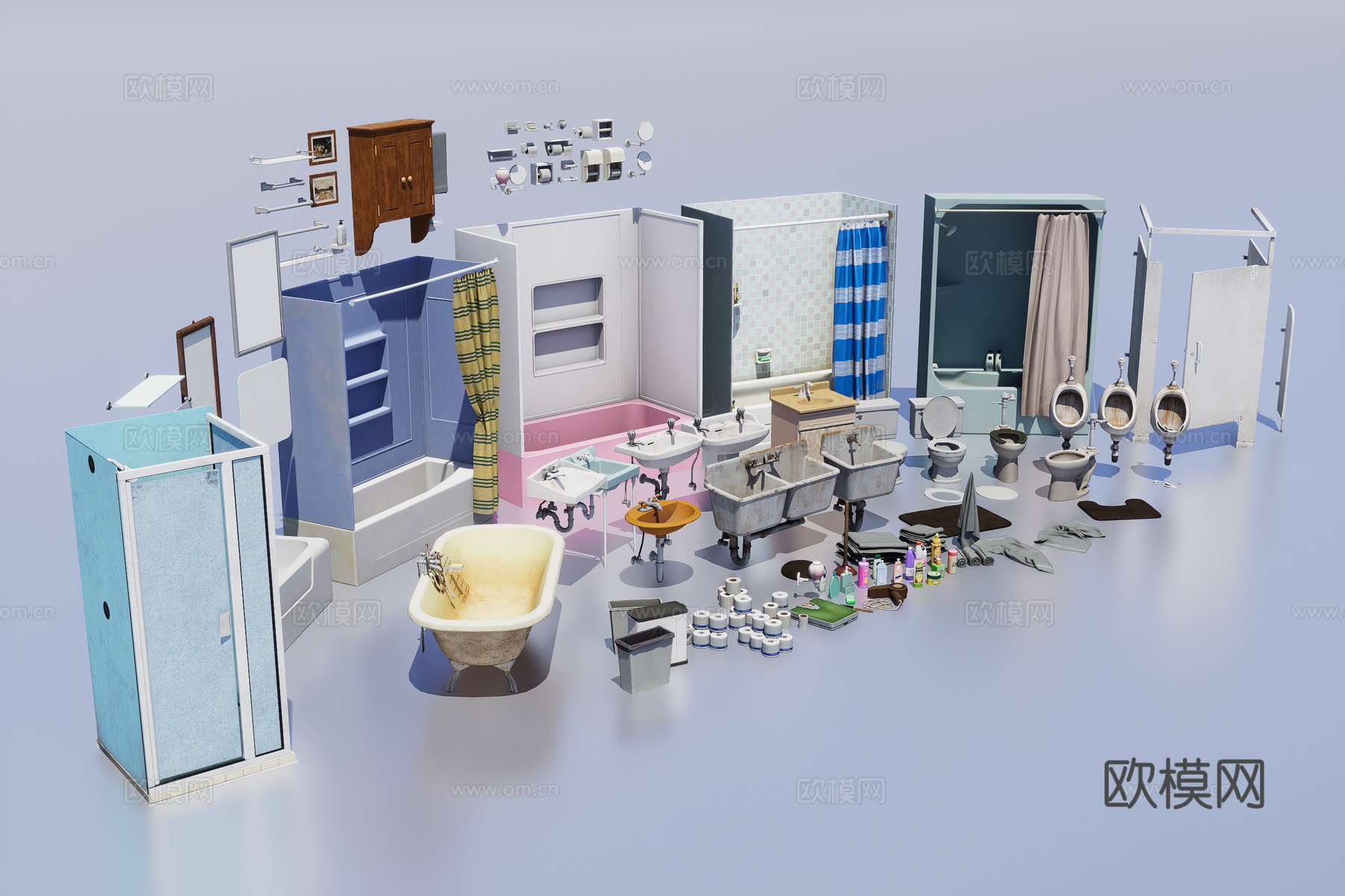 复古卫生间物品3d模型