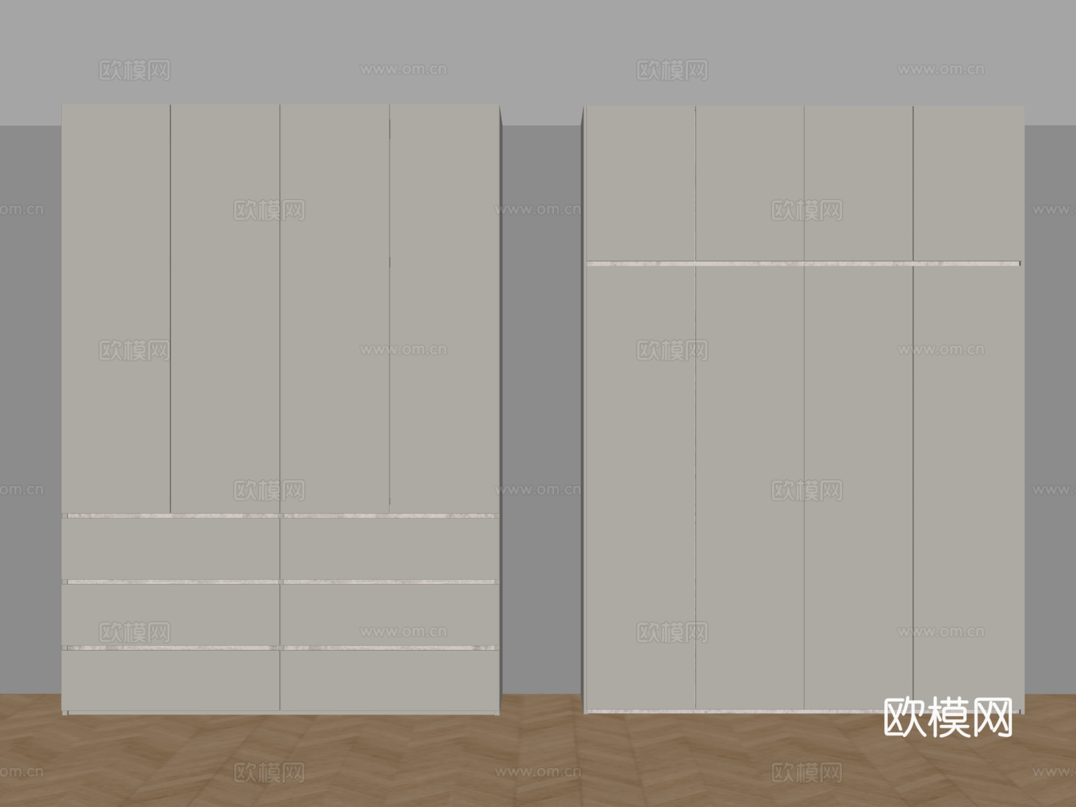 现代衣柜 极简衣柜su模型