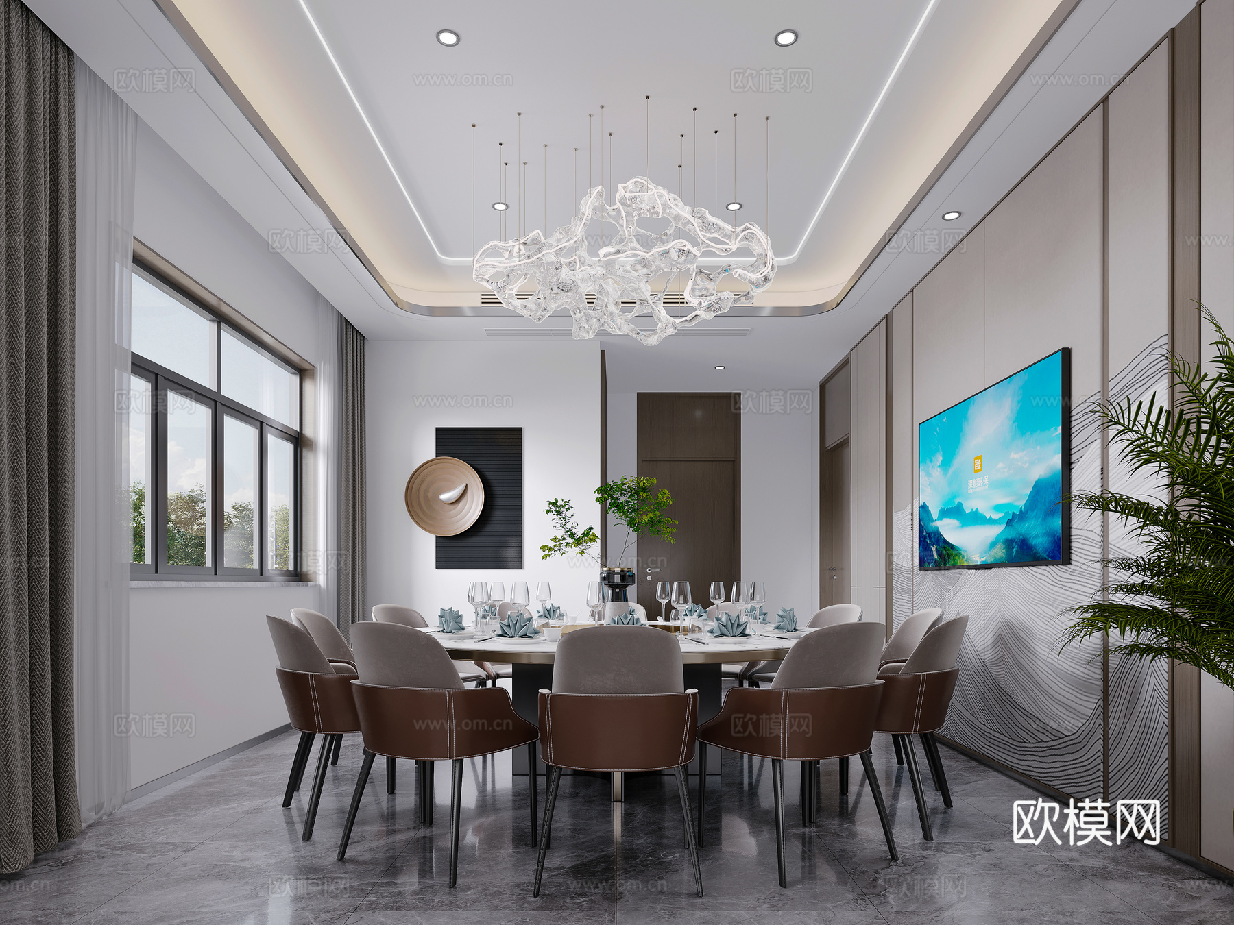 新中式酒店包间3d模型