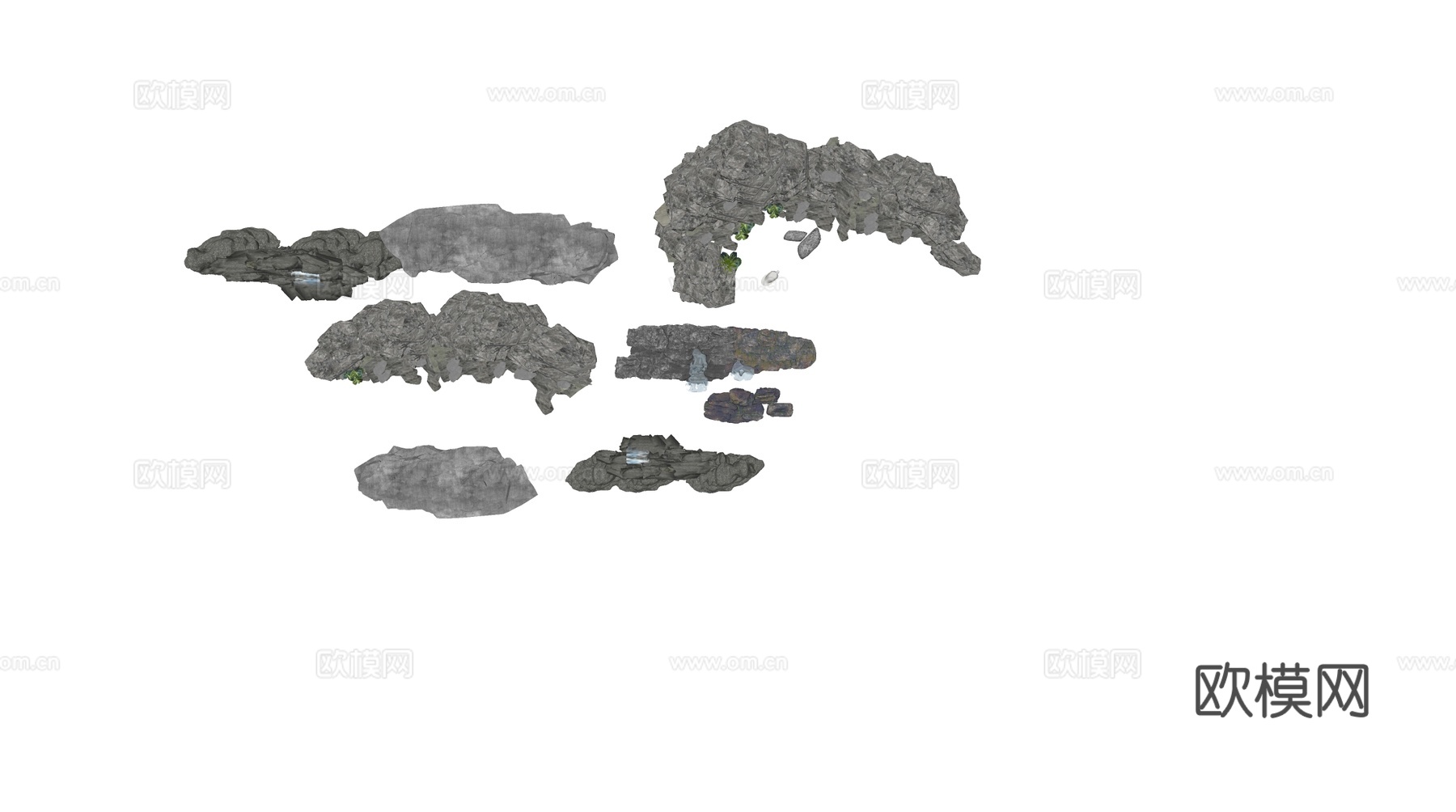 现代新中式石头 新中式庭院石头 庭院小品 庭院石头造景 石头su模型