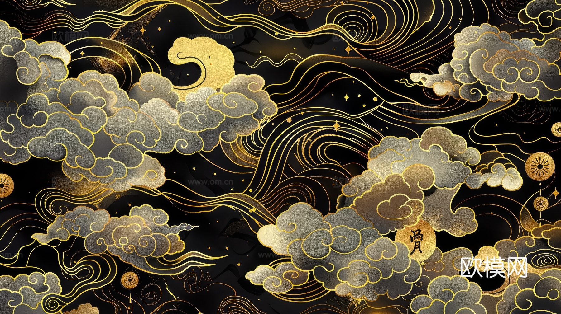 中式祥云壁纸壁画