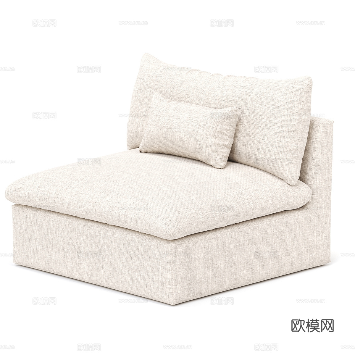 现代奶油风布艺沙发椅3d模型