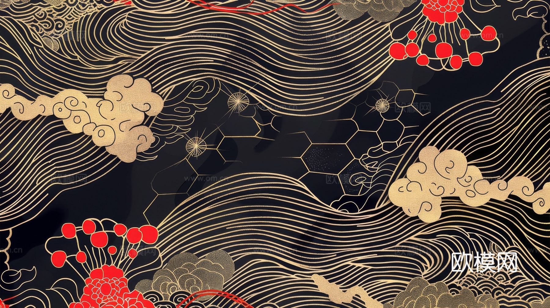 中式祥云壁纸壁画