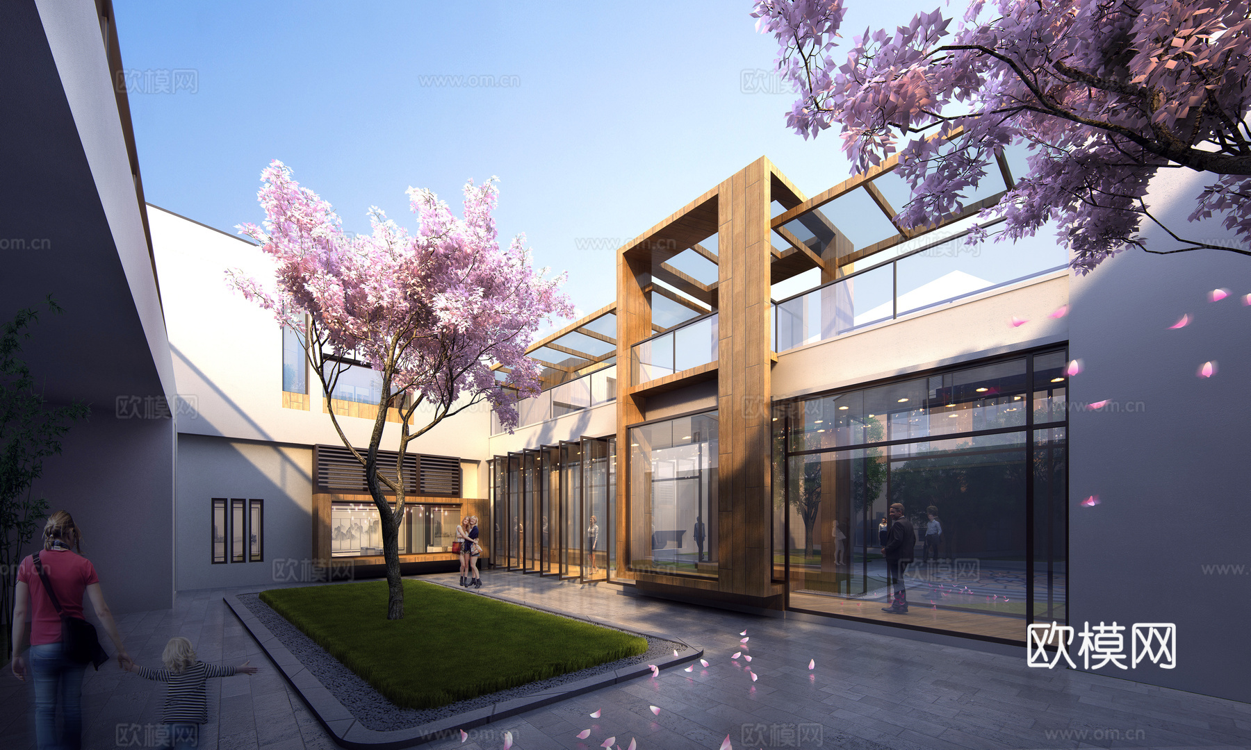 现代会所中庭  景观内庭院3d模型