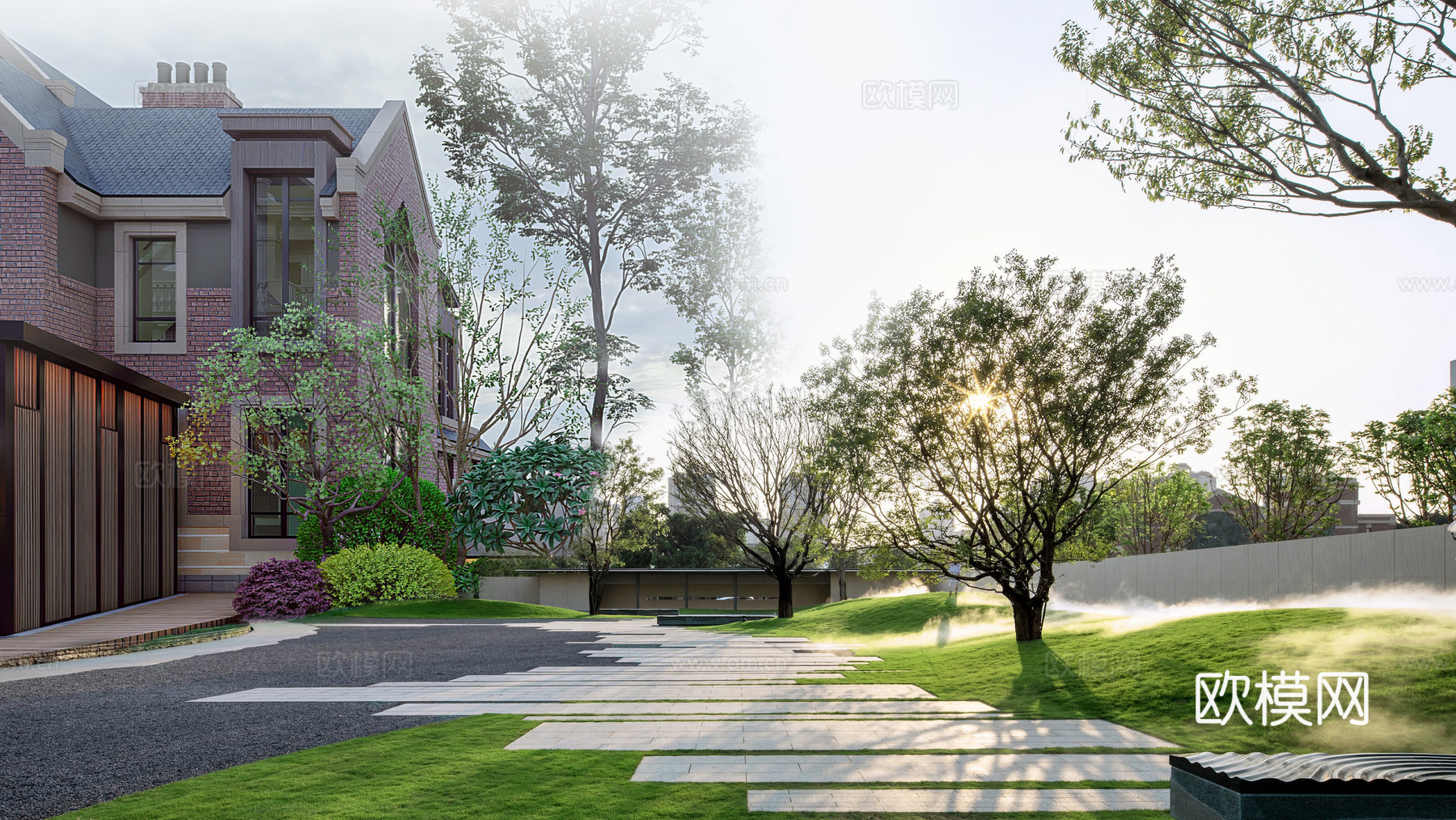 庭院外景  别墅外景  小区外景下载