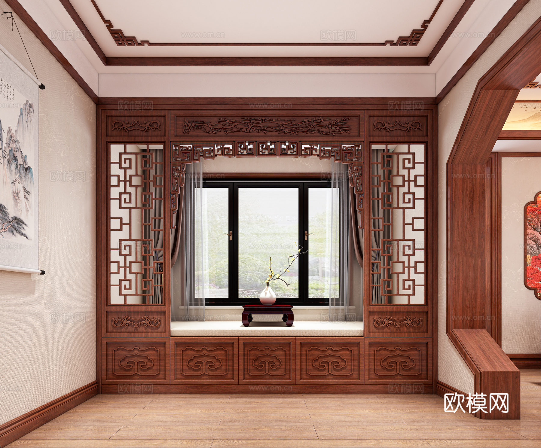 中式暖阁3d模型3d模型
