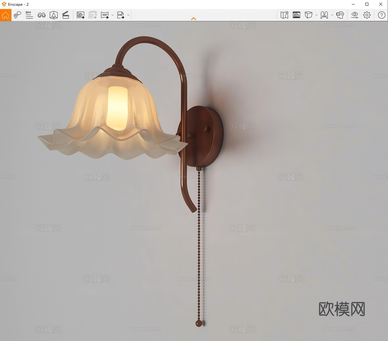现代中古风简约壁灯su模型