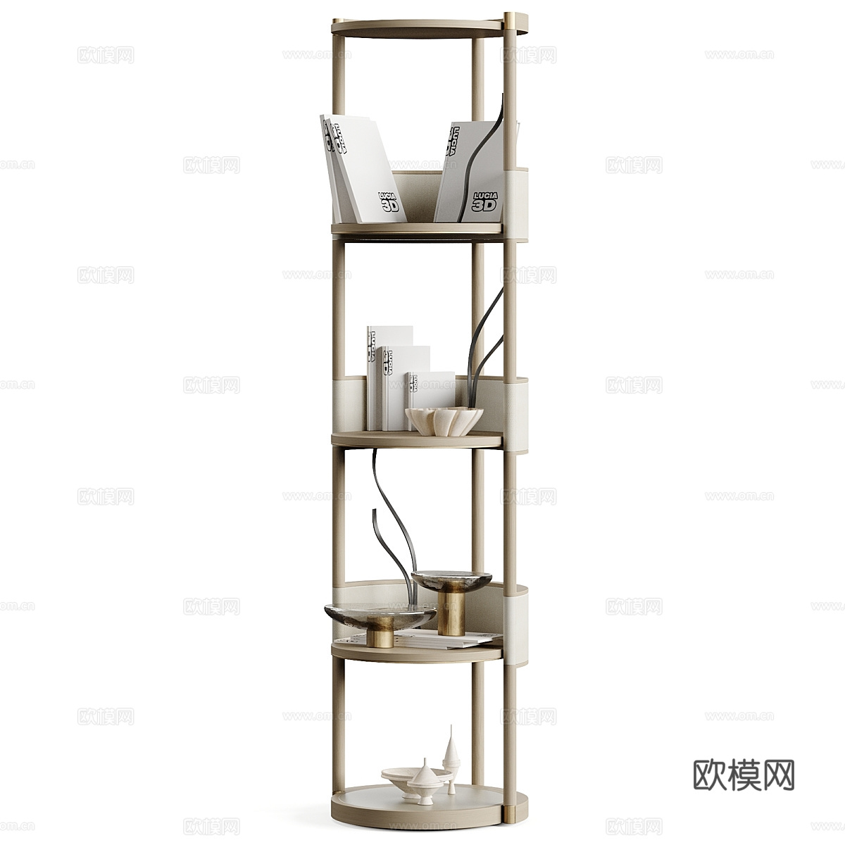 新中式轻奢装饰架 书架3d模型