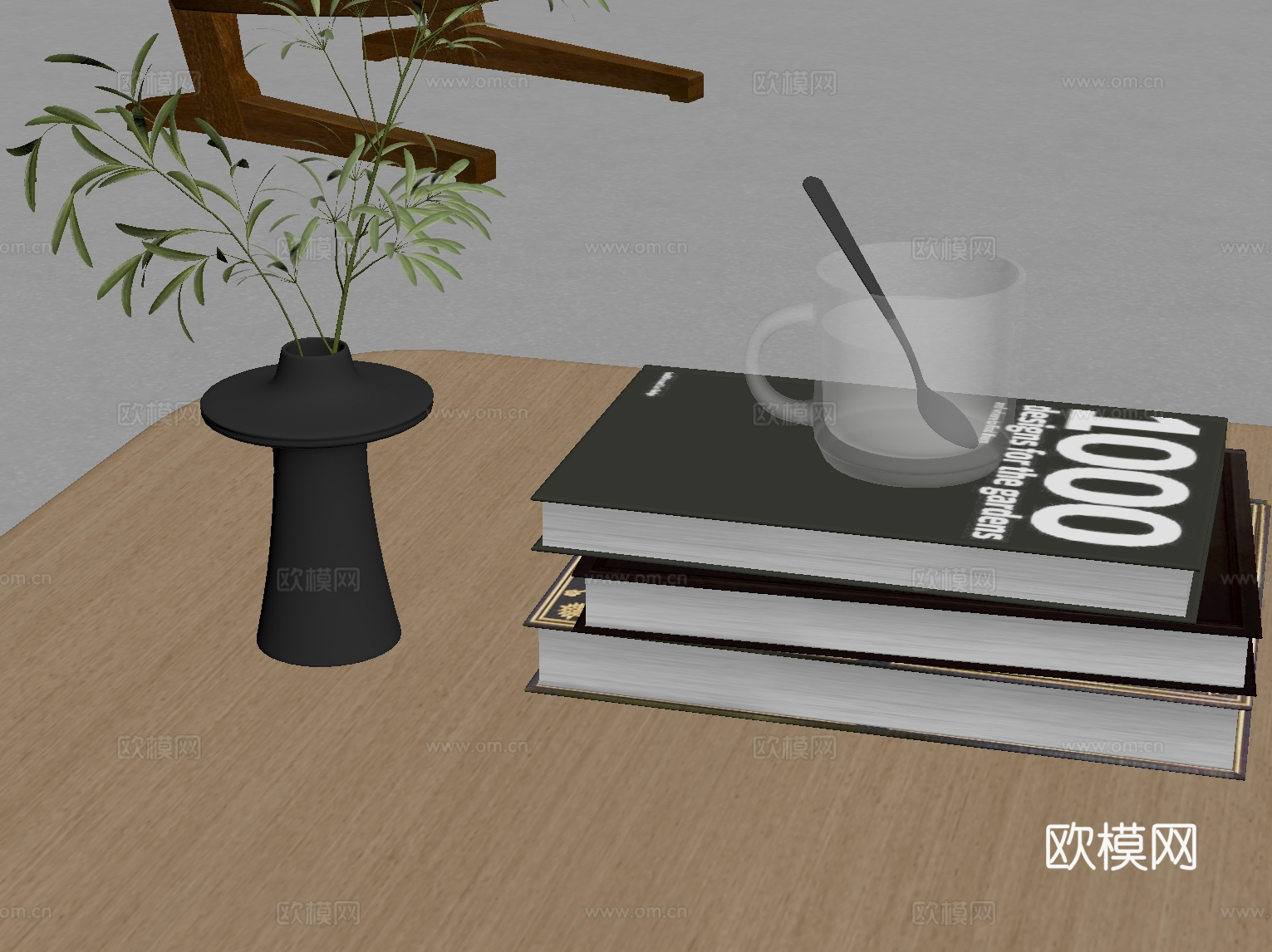 现代餐具 咖啡杯 绿植摆件su模型