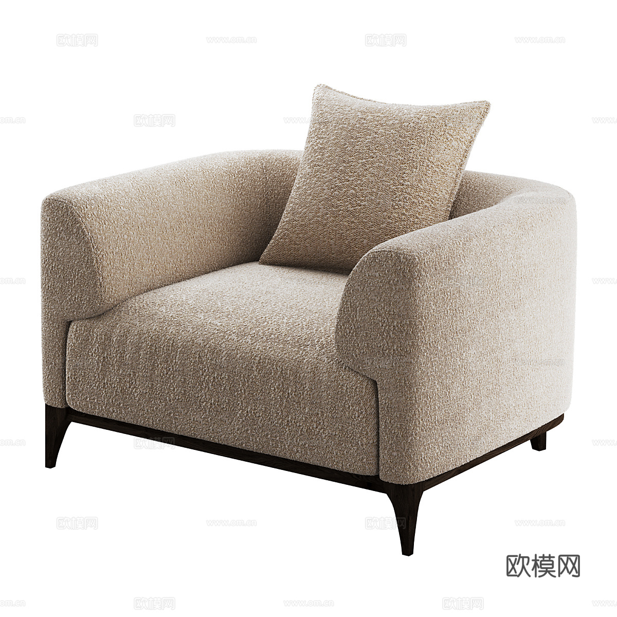 现代奶油风布艺沙发椅3d模型