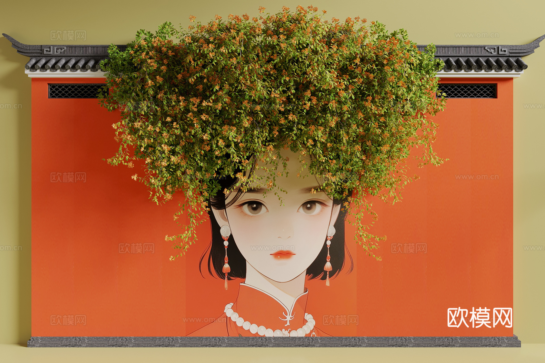中式藤蔓3d模型