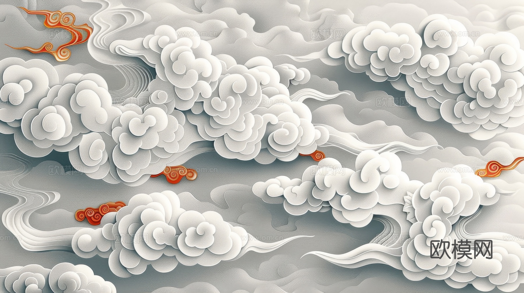 中式祥云壁纸壁画