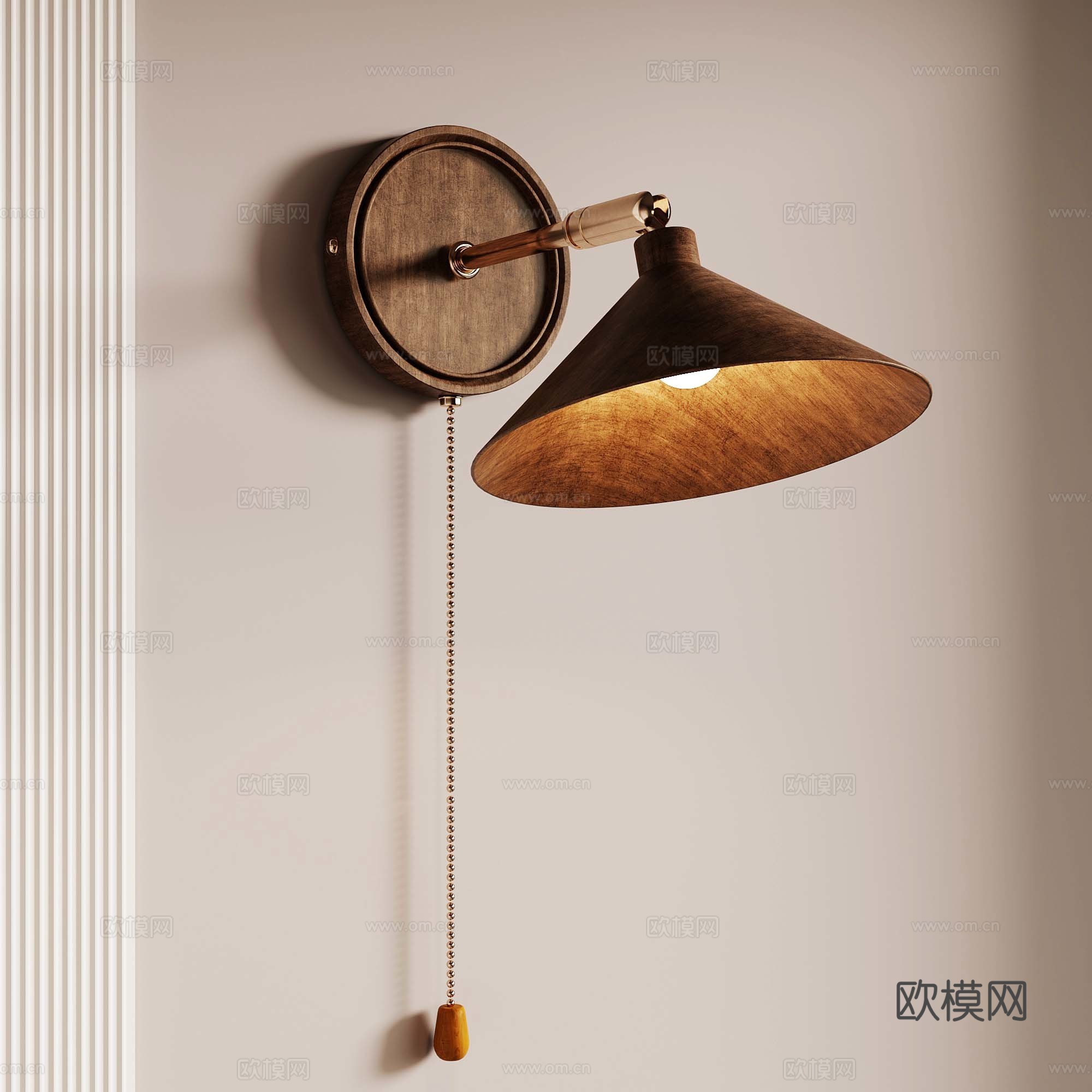 侘寂中古风壁灯su模型