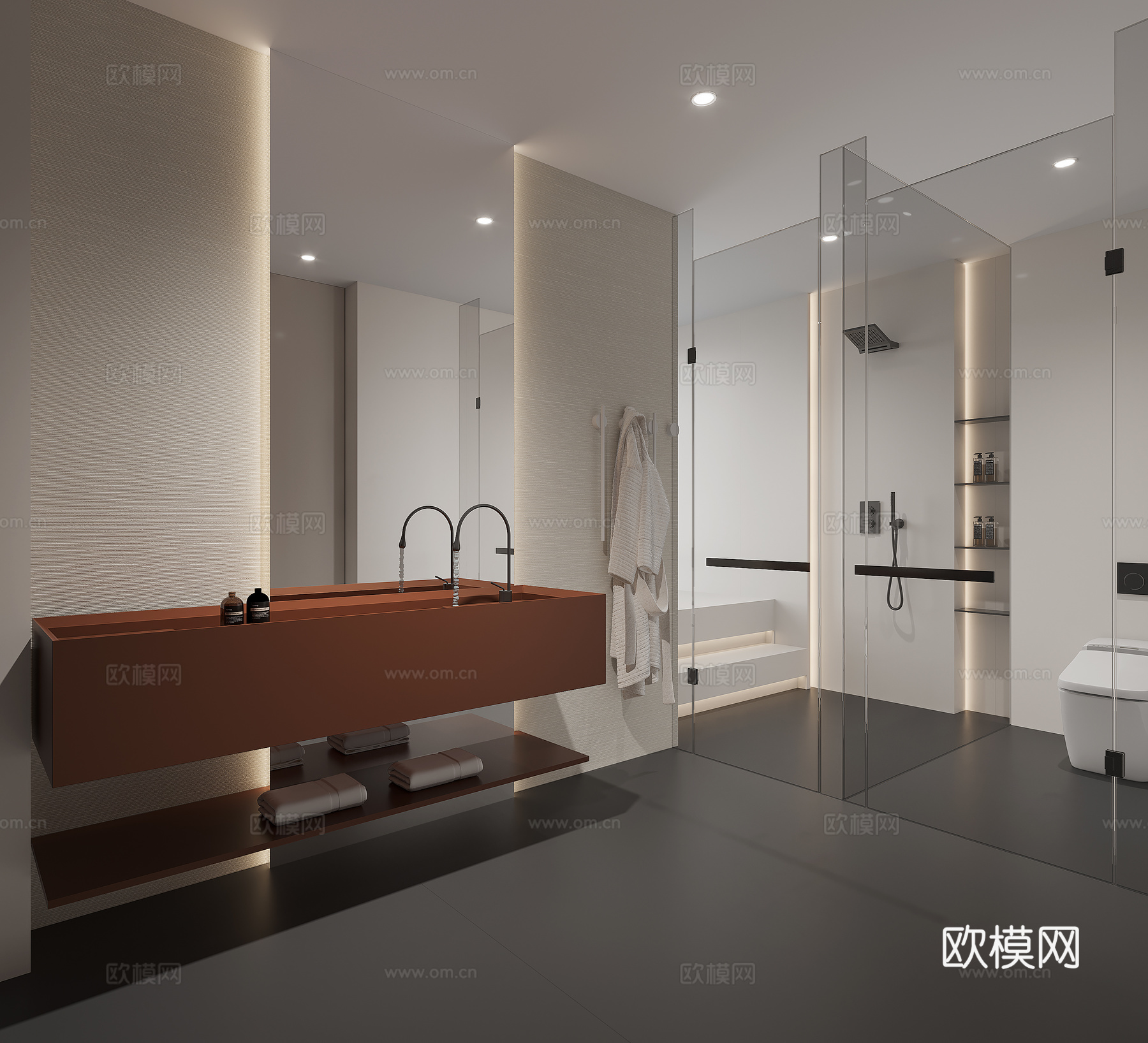 现代极简卫生间 干湿分离卫生间3d模型