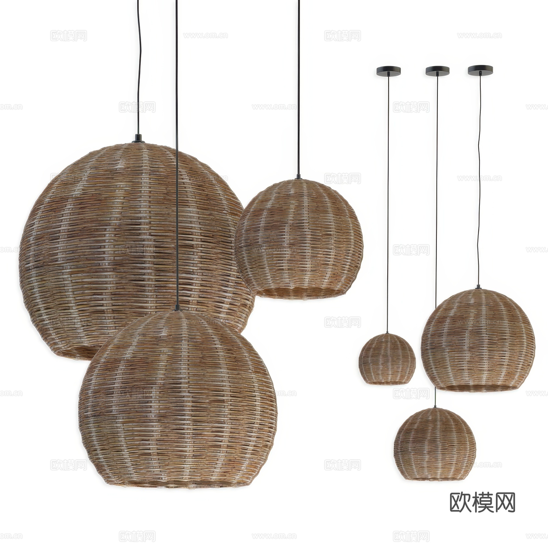 新中式侘寂藤编装饰吊灯3d模型