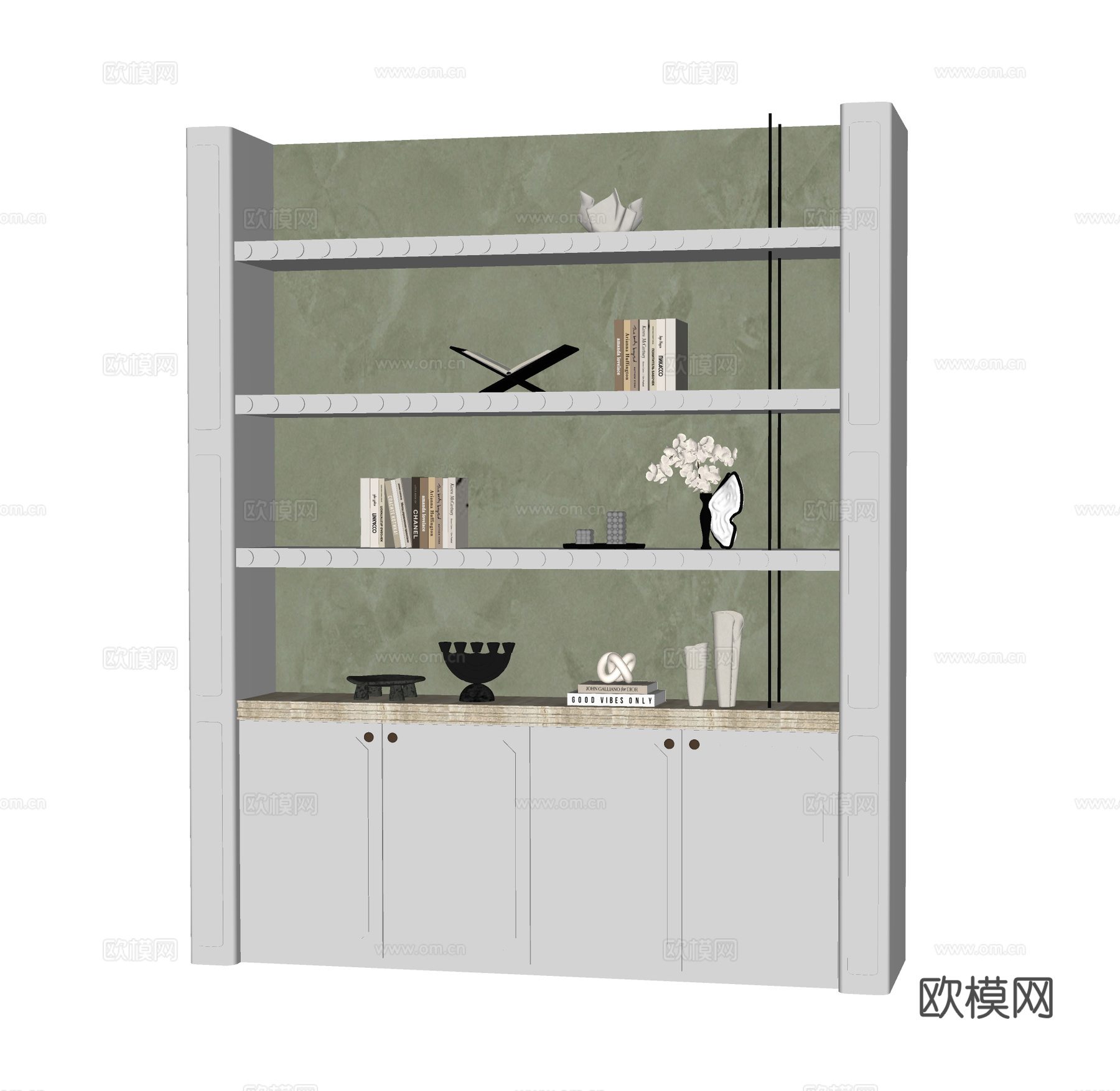 现代装饰柜 书柜su模型