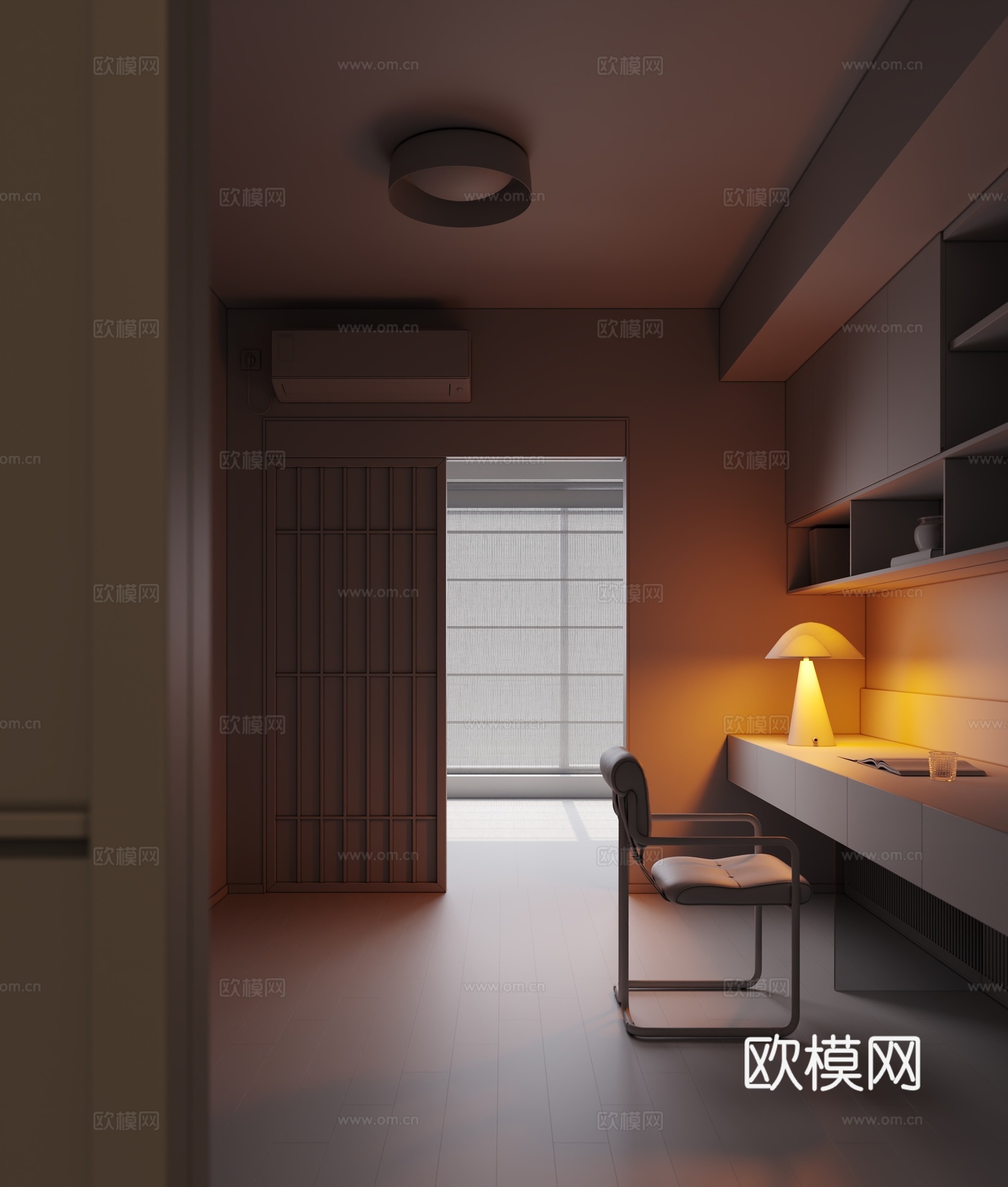 现在实景书房临摹3d模型