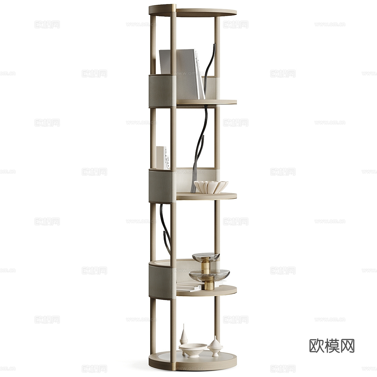 新中式轻奢装饰架 书架3d模型