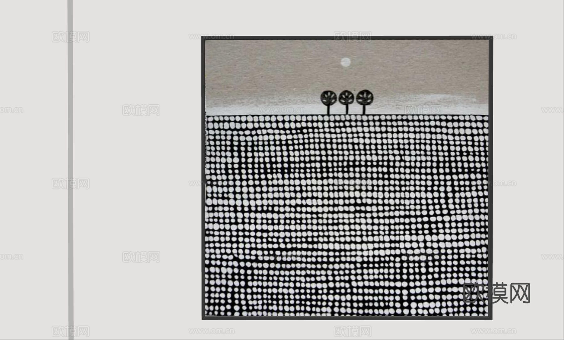 现代极简装饰画 侘寂中古风挂画 奶油风装饰画 意式挂画 黑白su模型