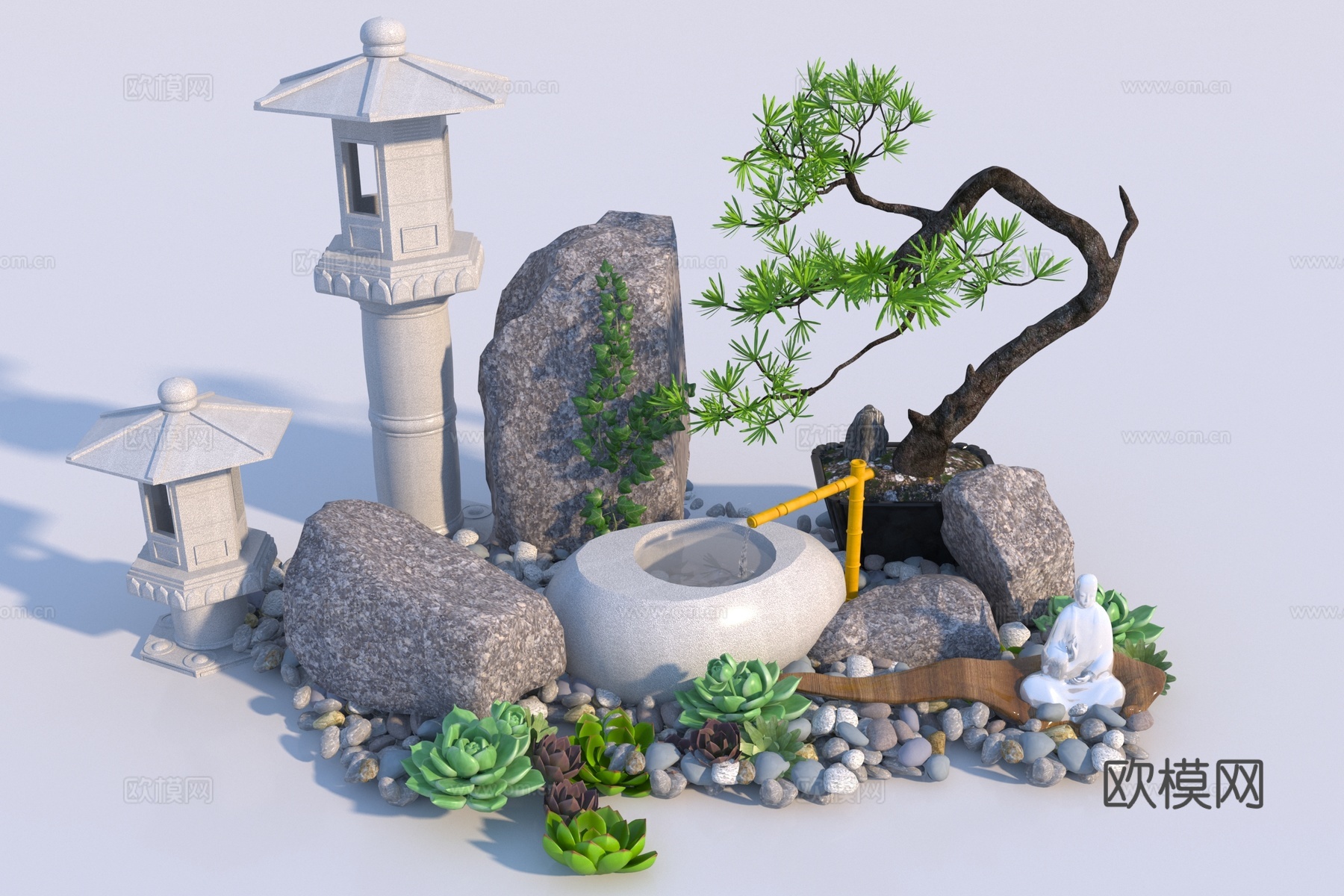 现代景观造景3d模型