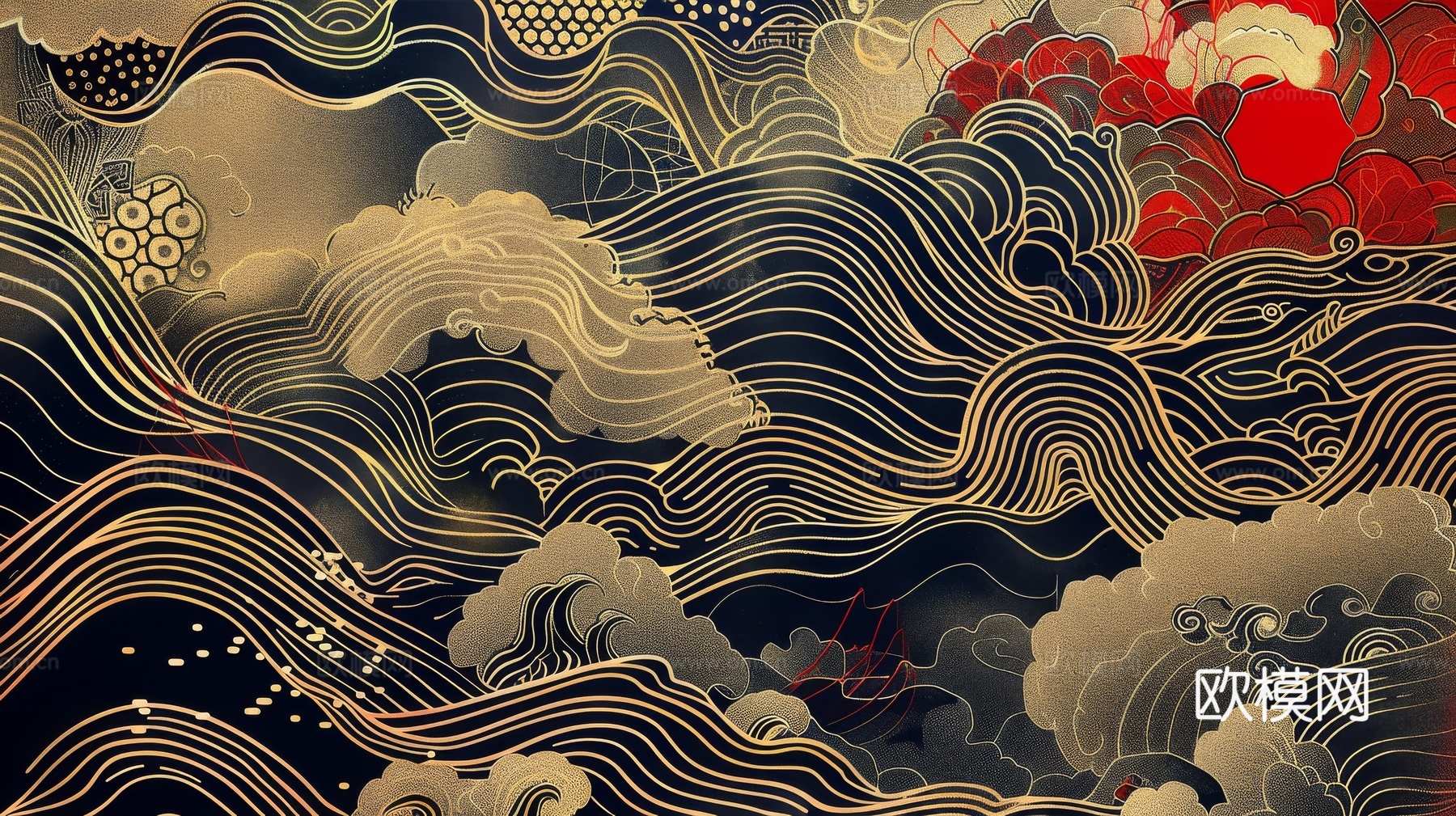 中式祥云壁纸壁画