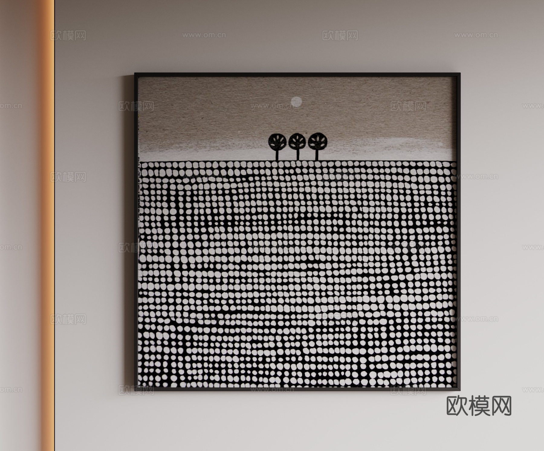 现代极简装饰画 侘寂中古风挂画 奶油风装饰画 意式挂画 黑白su模型