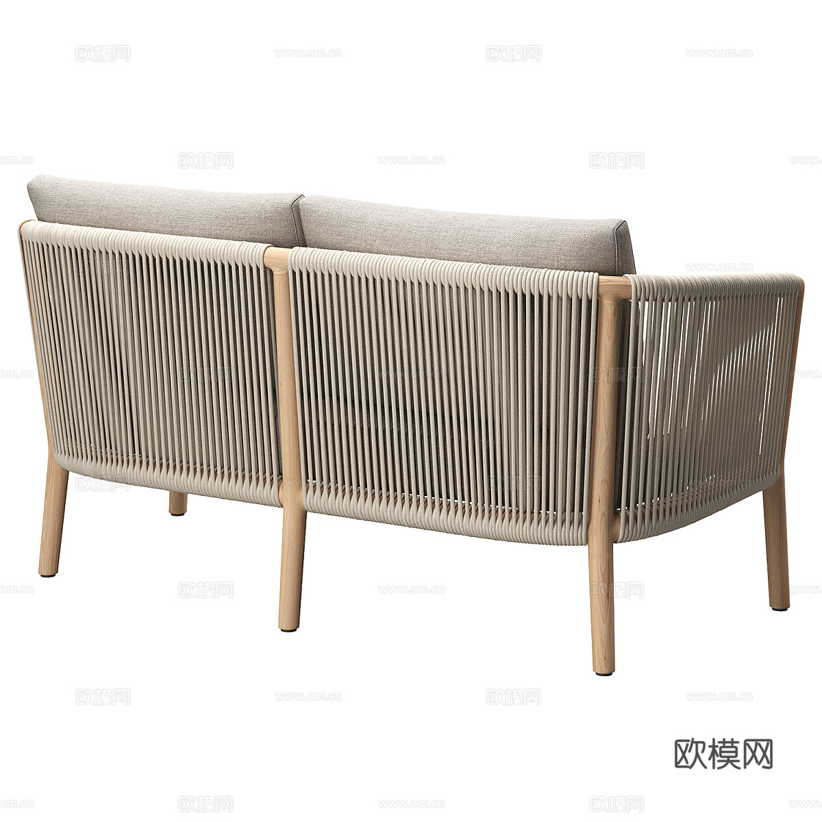 新中式藤编双人休闲沙发3d模型